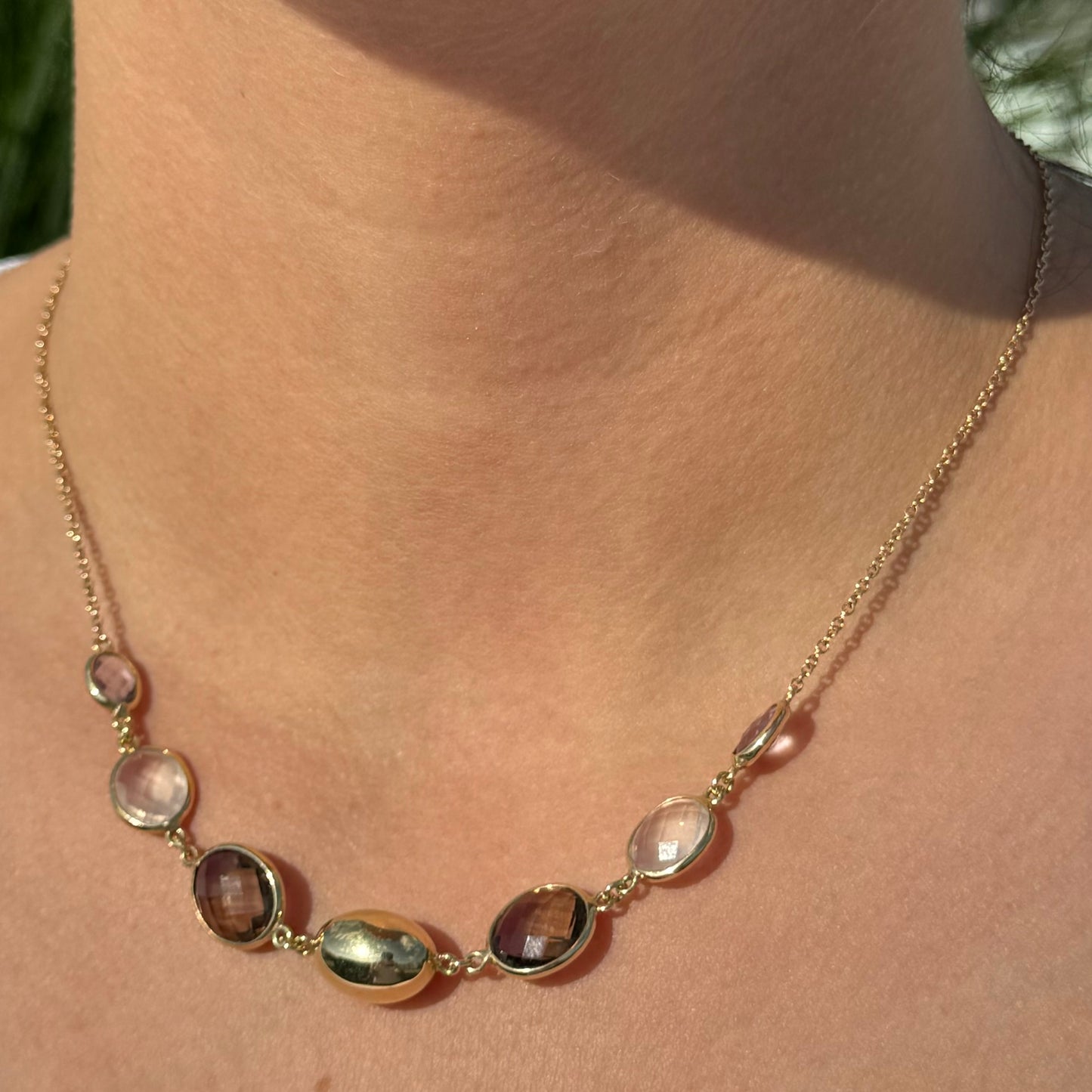 14ct Gold Multi Gemstone Quartz & Amethyst Necklace