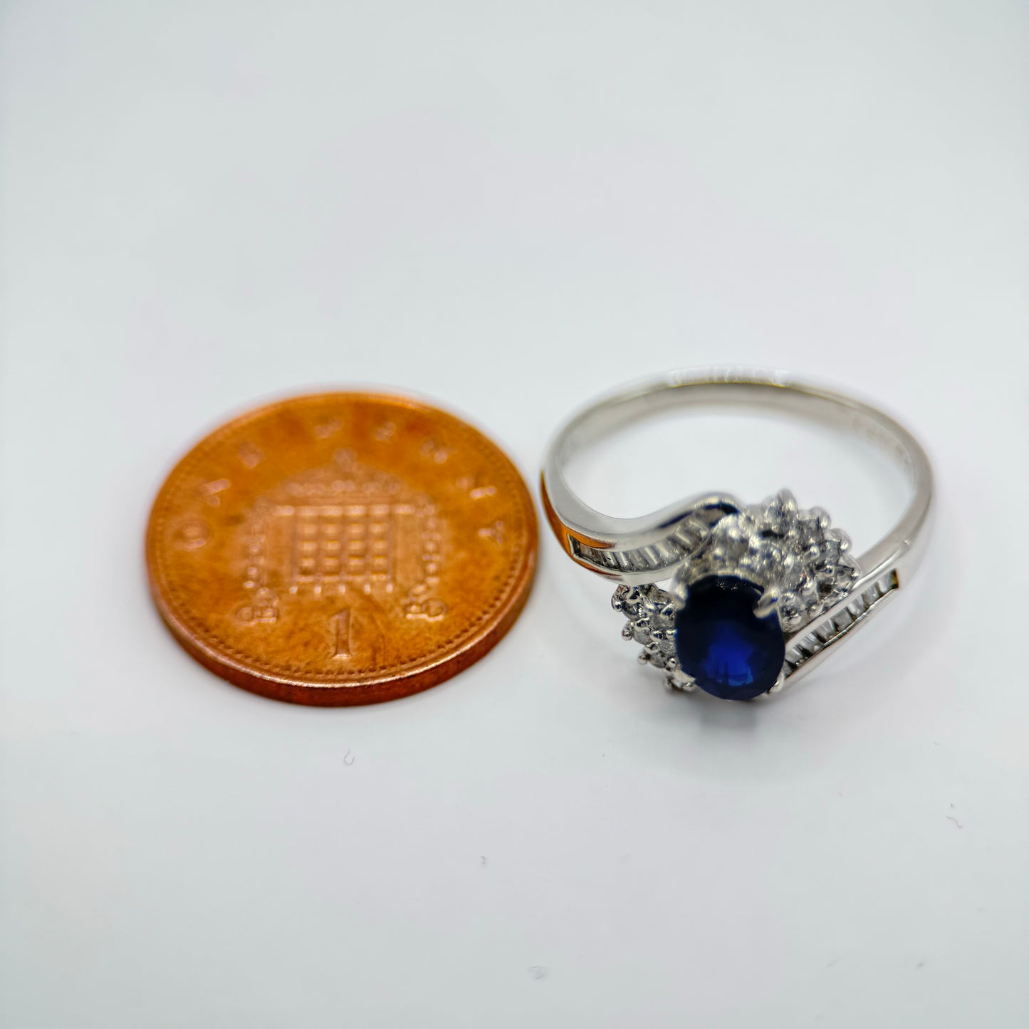 Platinum Sapphire and Diamond Ring