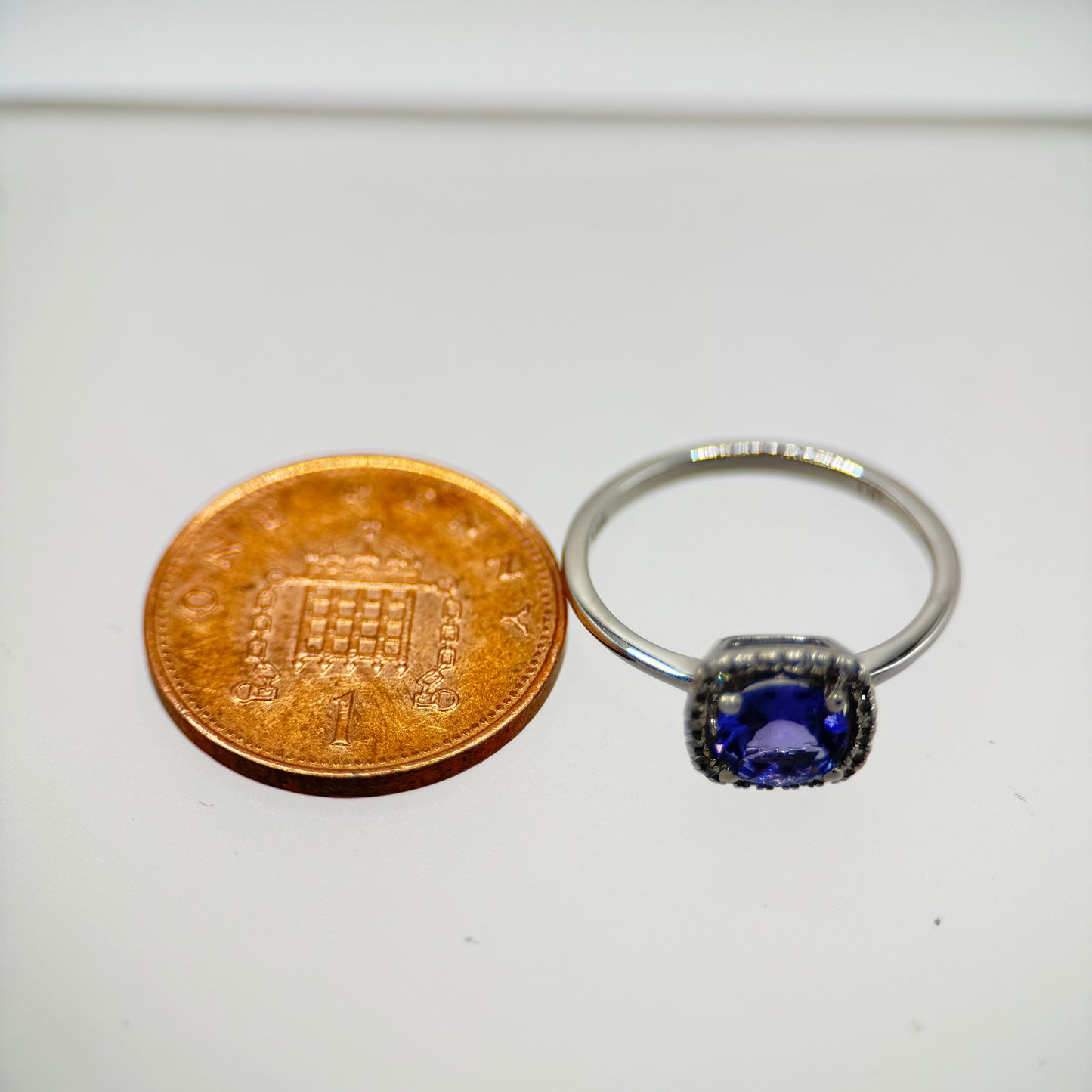 14ct White Gold Tanzanite and Diamond Ring