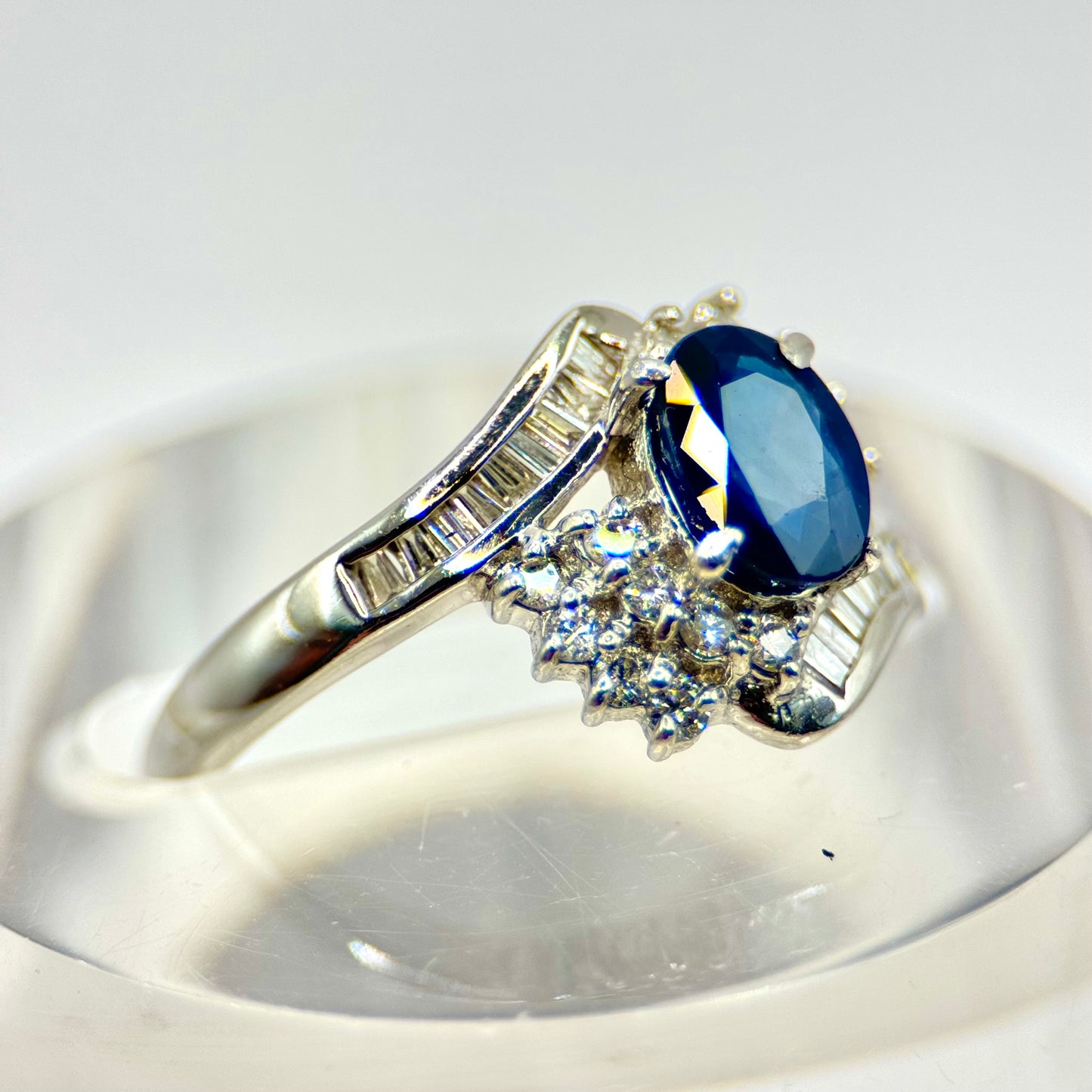 Platinum Sapphire and Diamond Ring