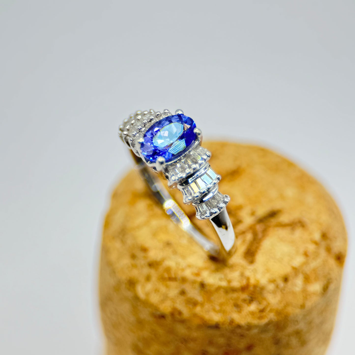 9ct White Gold Tanzanite and Diamond Ring