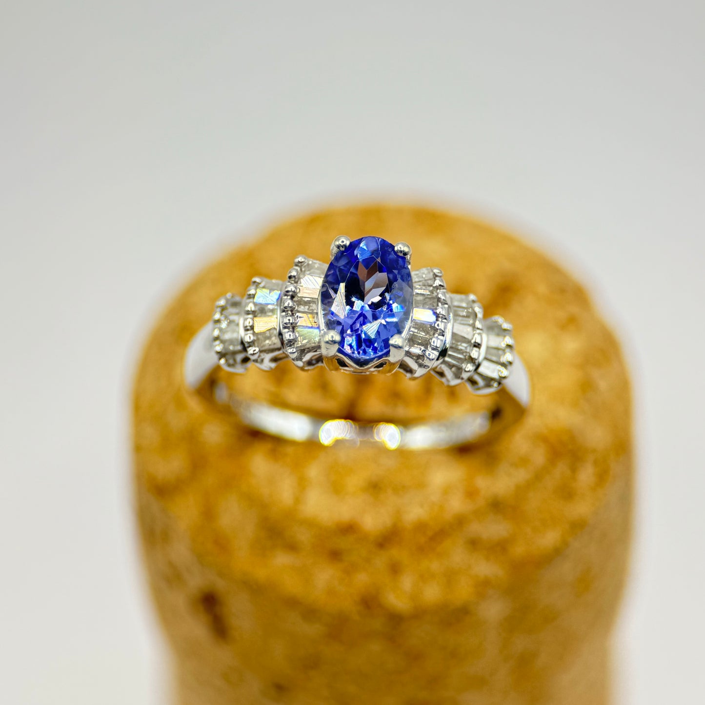 9ct White Gold Tanzanite and Diamond Ring