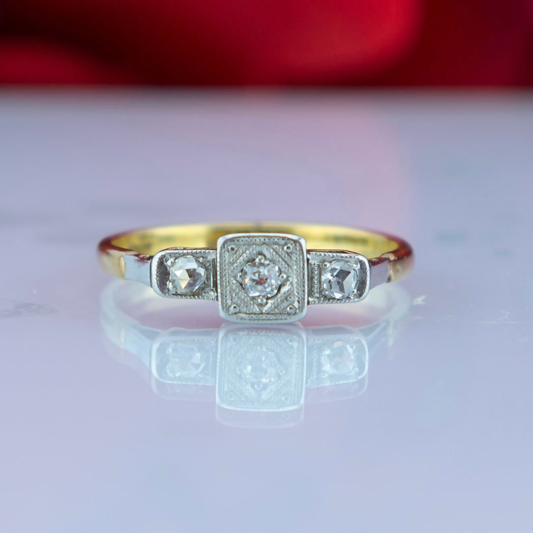 18ct Gold and Platinum Art Deco Diamond Ring