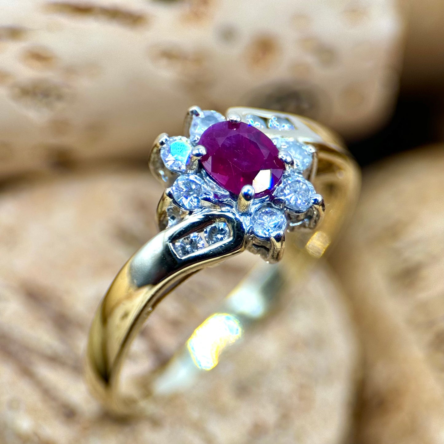 14ct Yellow Gold Ruby and Diamond Ring