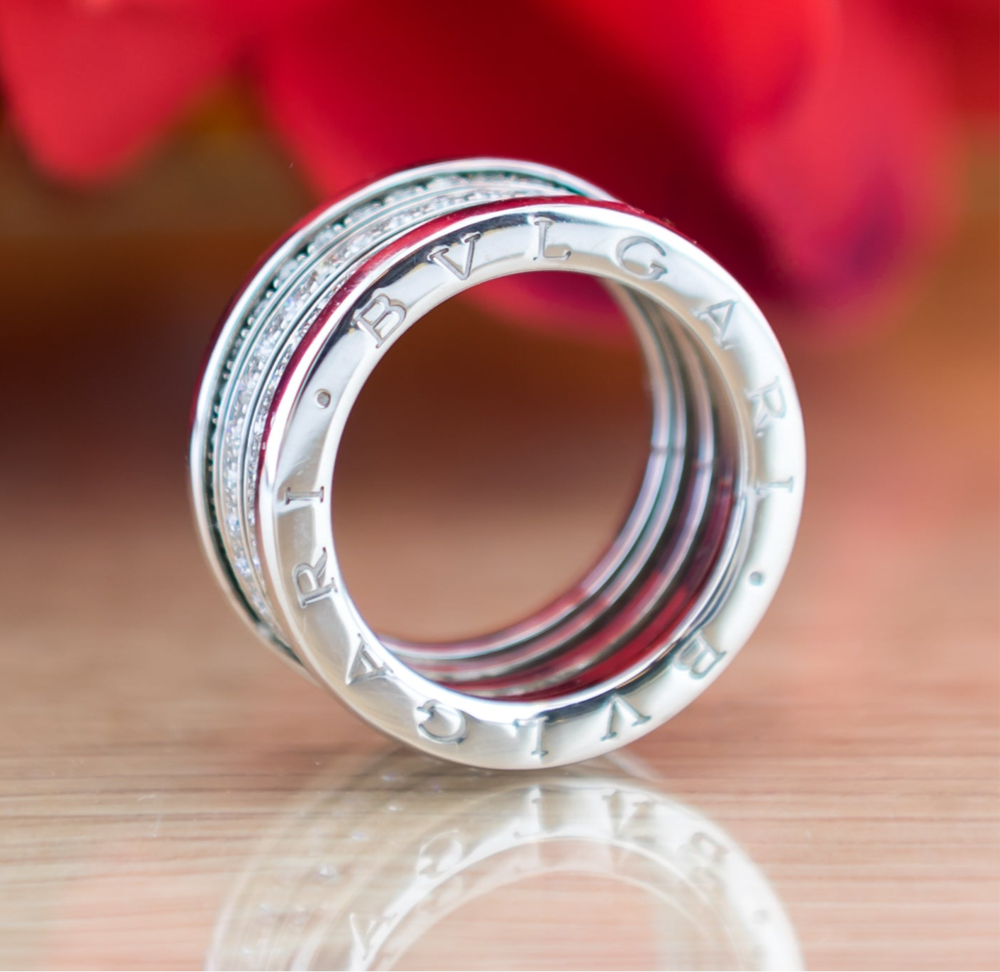 Bvlgari B.Zero1 18ct White Gold Diamond 3 Band Ring Vintage of London Thames