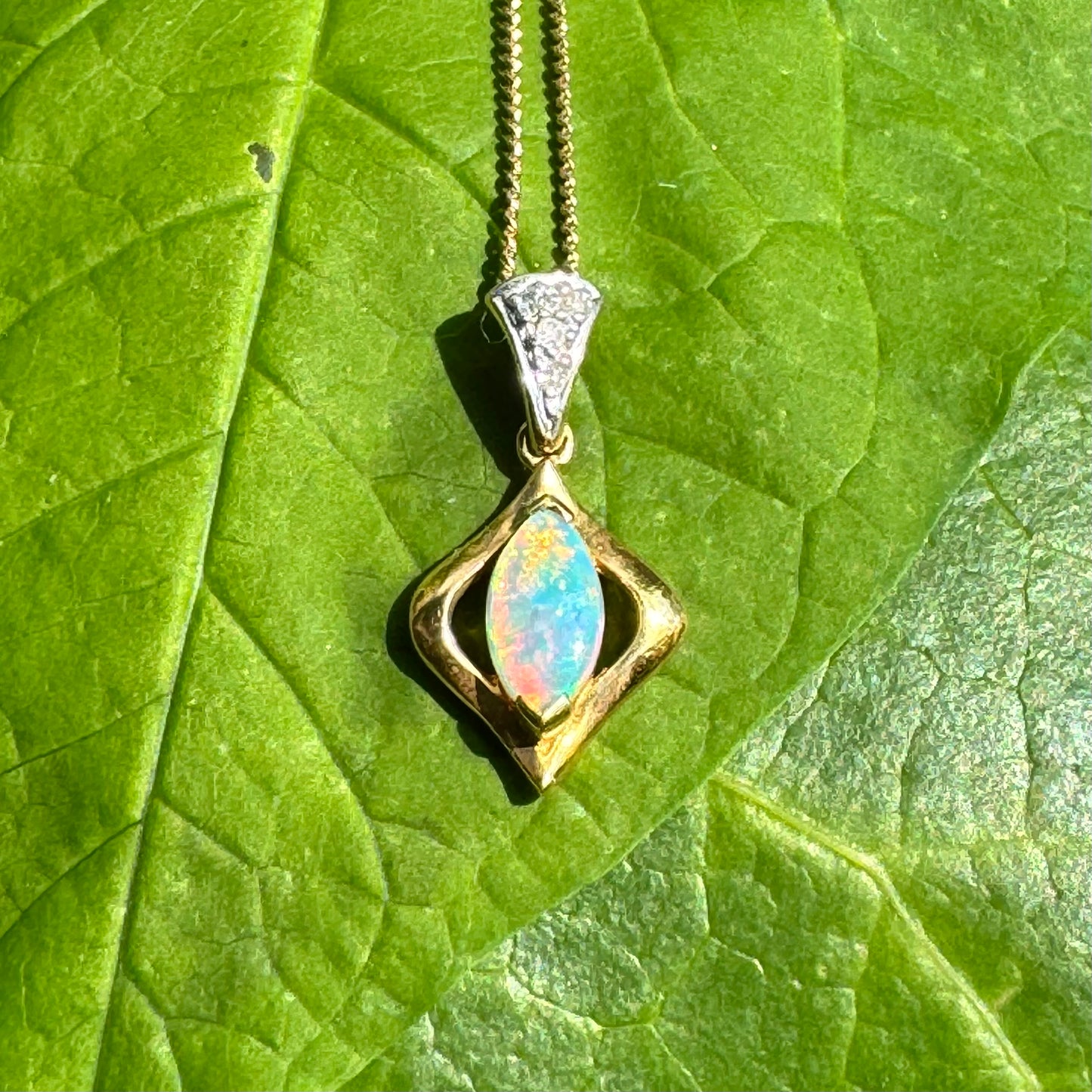 18ct Opal and Diamond Pendant