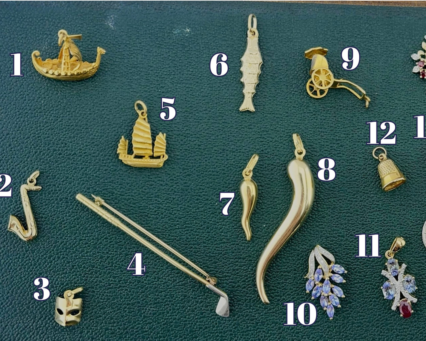 Gold Pendants, Pins & Charms