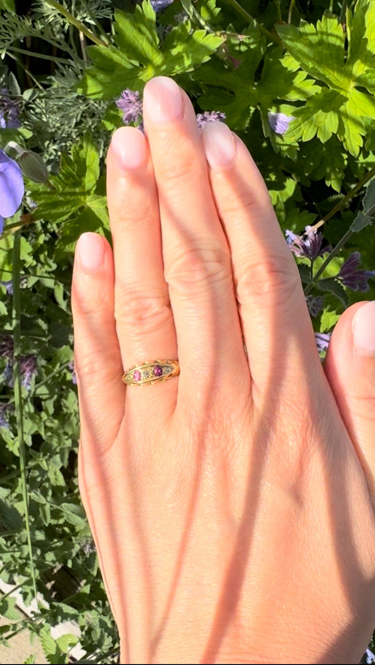1912 18ct Ruby and Diamond Boat Ring