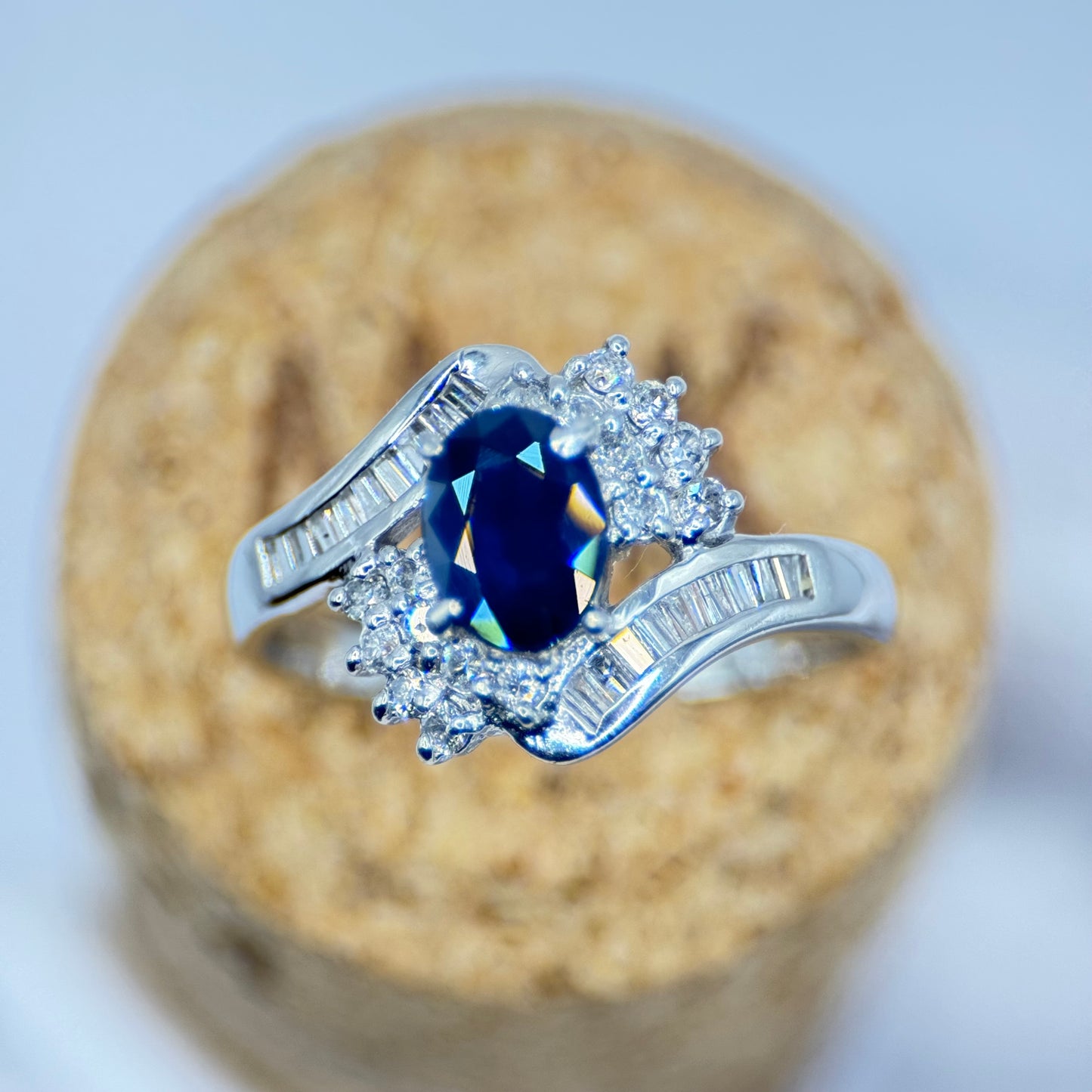 Platinum Sapphire and Diamond Ring