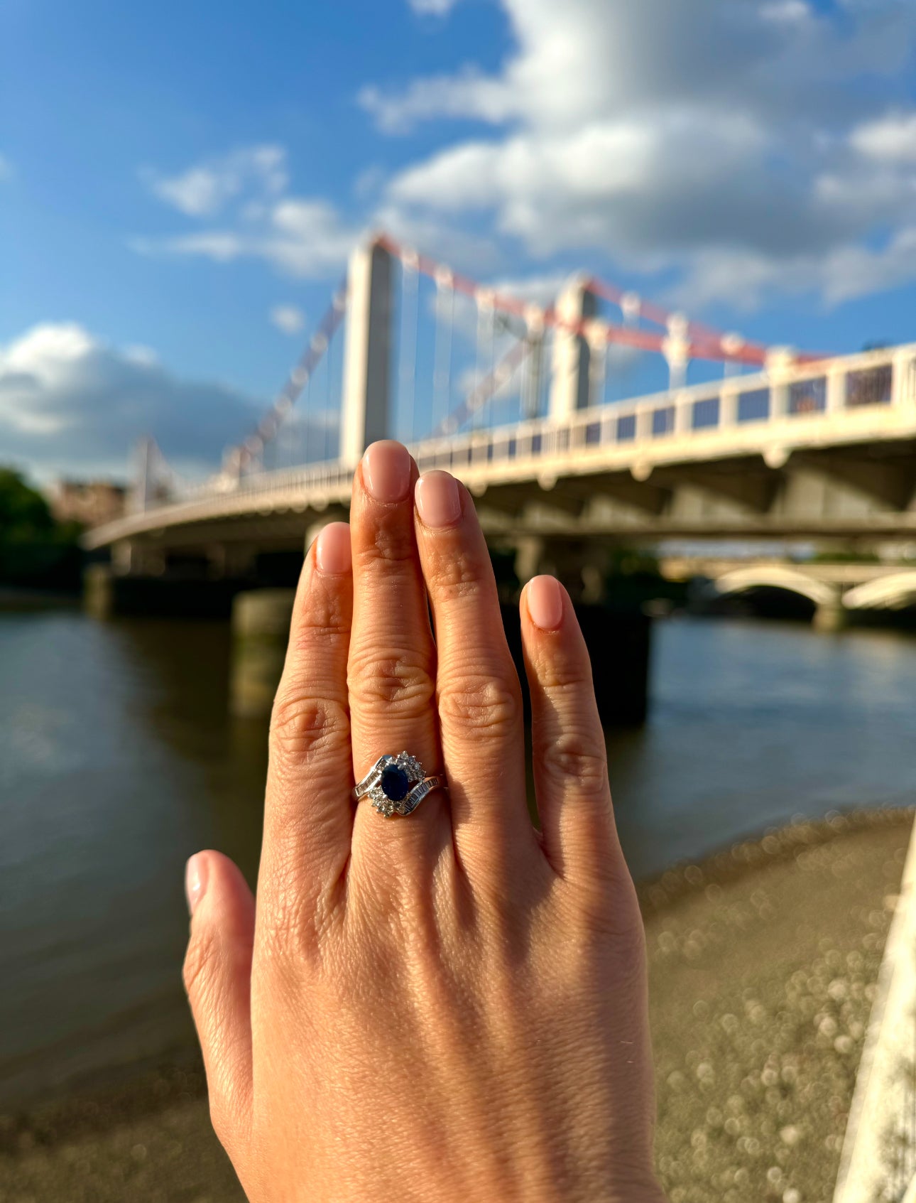 Platinum Sapphire and Diamond Ring
