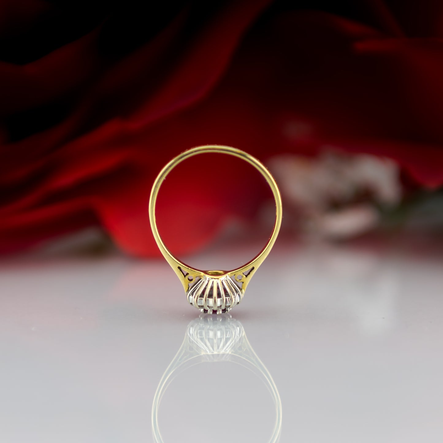 18ct Gold Ruby And Diamond Floral Oval Ring
