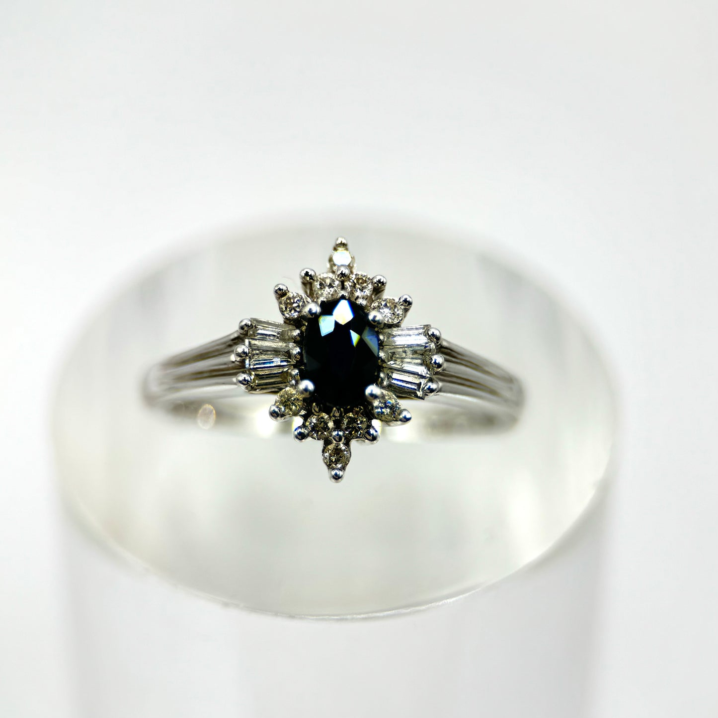 Vintage 9ct White Gold Sapphire and Diamond ring