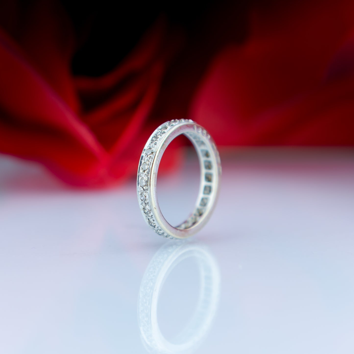18ct White Gold Champagne Diamond Full Eternity Band Ring