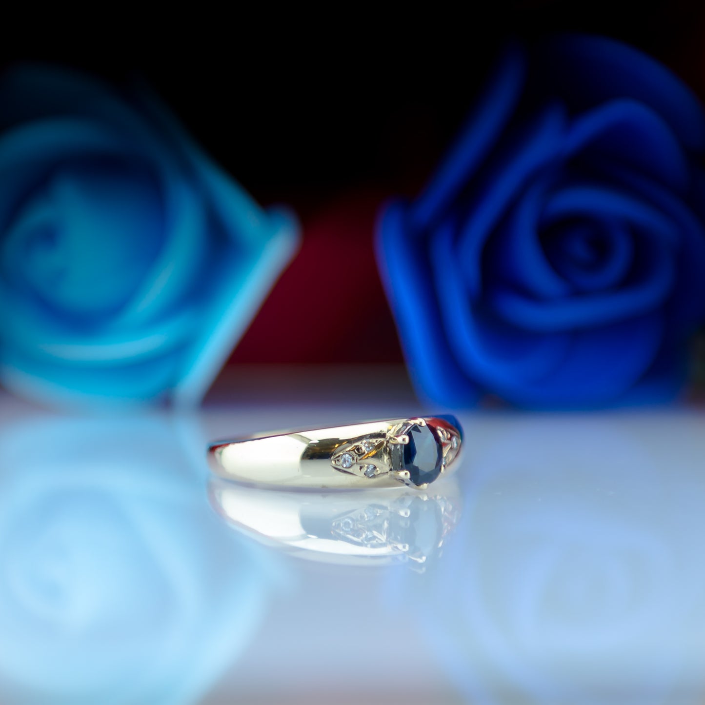 9ct Sapphire Solitaire Diamond Ring