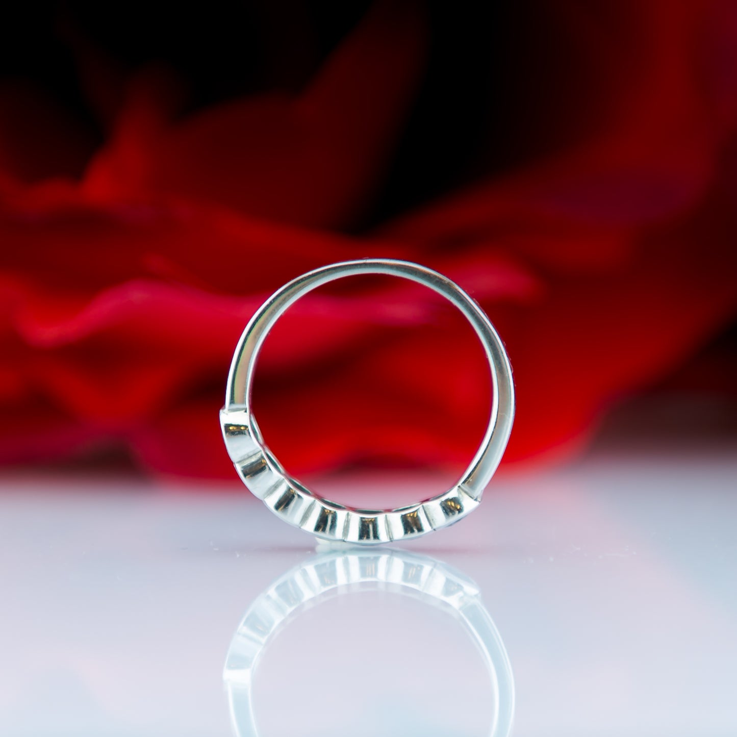 Platinum .950 & Lagoon Green Aquamarine Stacker Half Eternity Ring