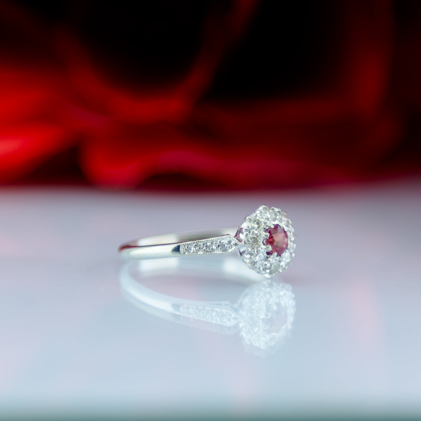 18ct Gold Diamond And Ruby Floral Ring
