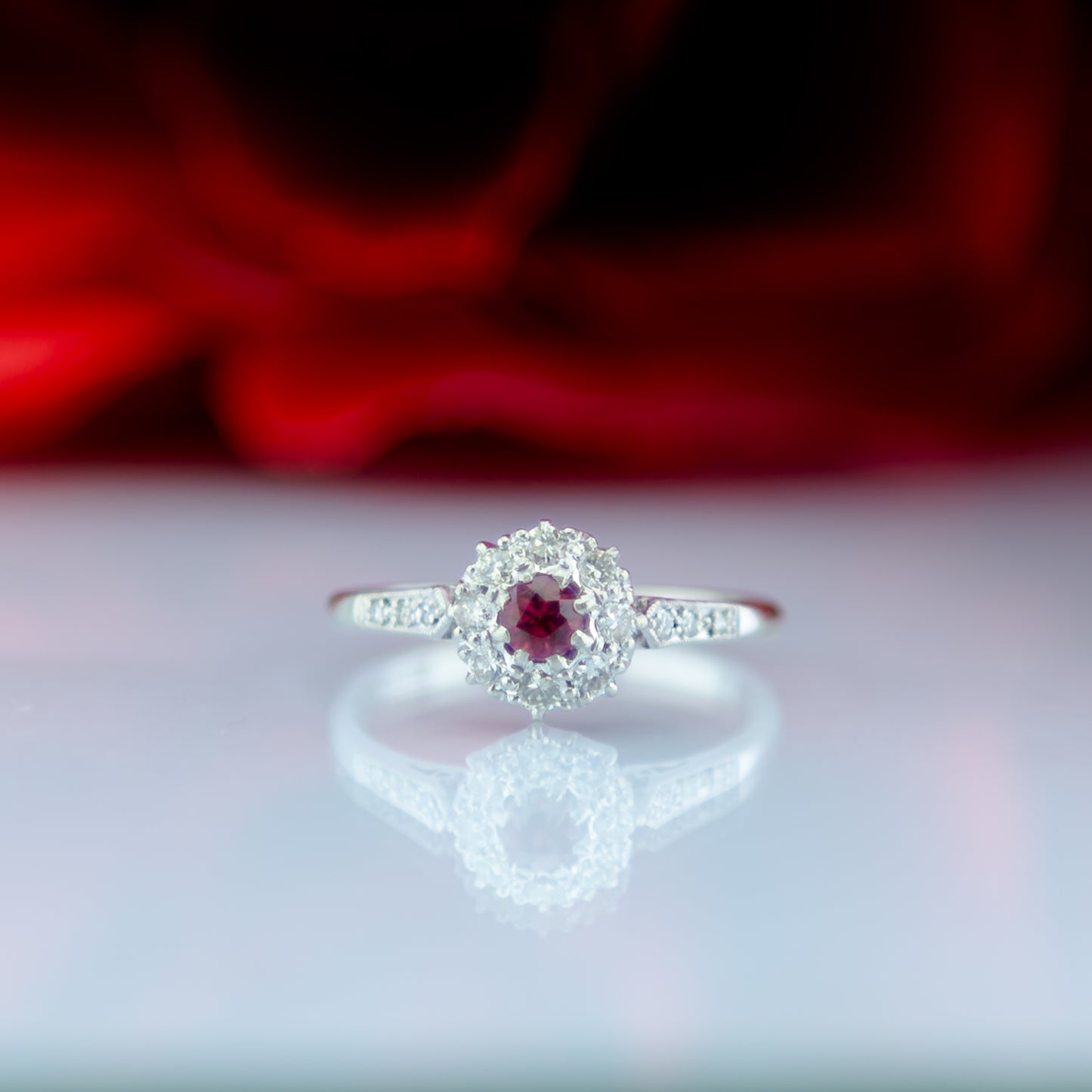 18ct Gold Diamond And Ruby Floral Ring