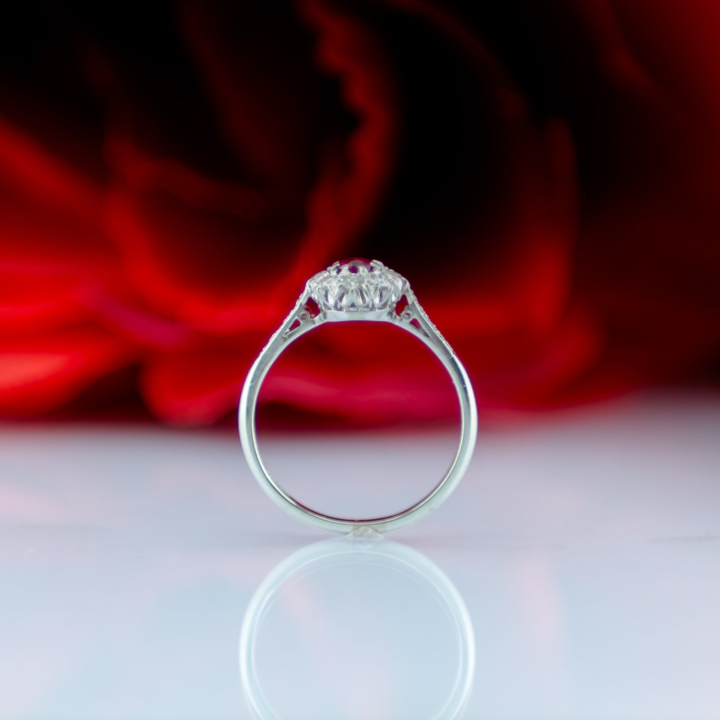 18ct Gold Diamond And Ruby Floral Ring