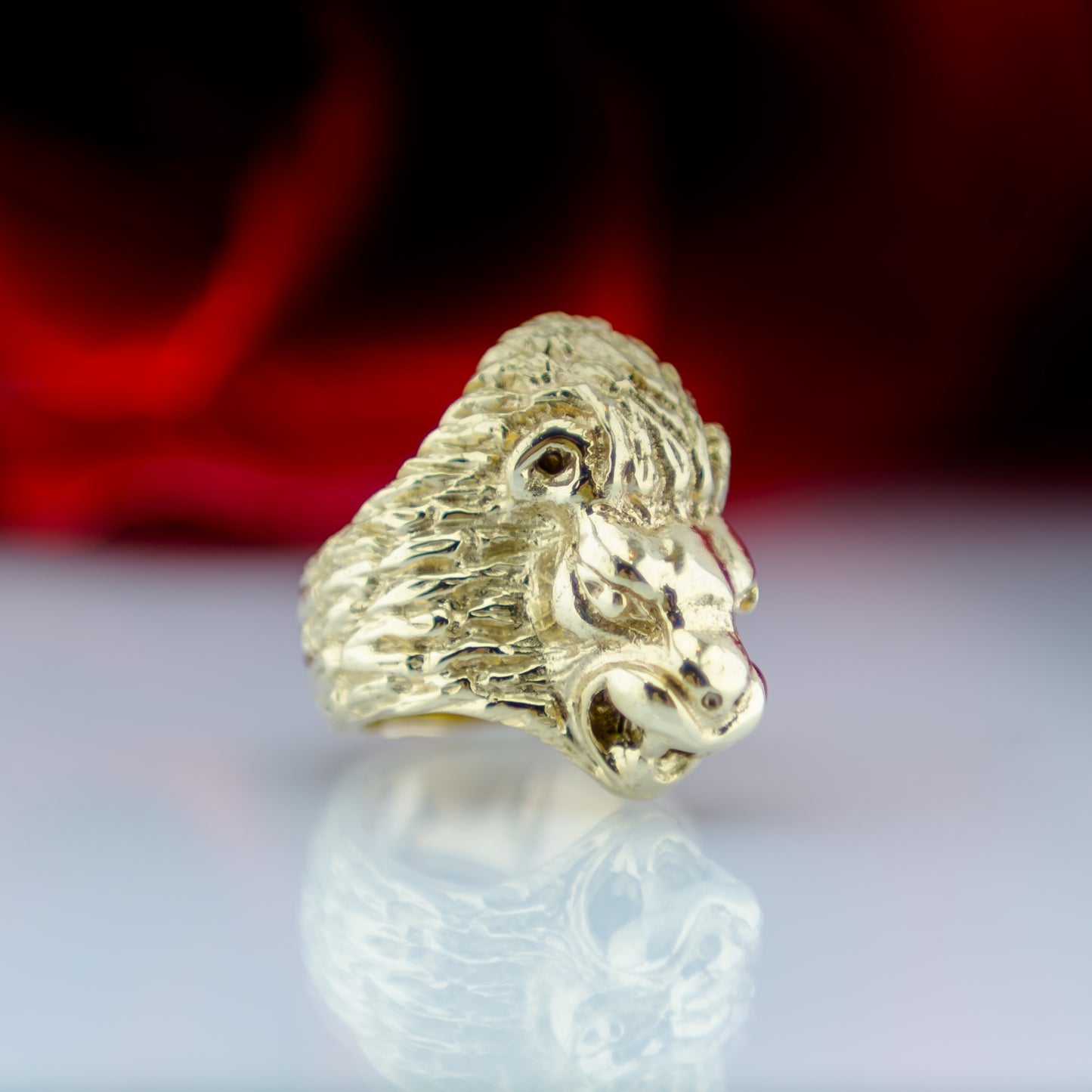 9ct Gold Lion's Head 3D Ring
