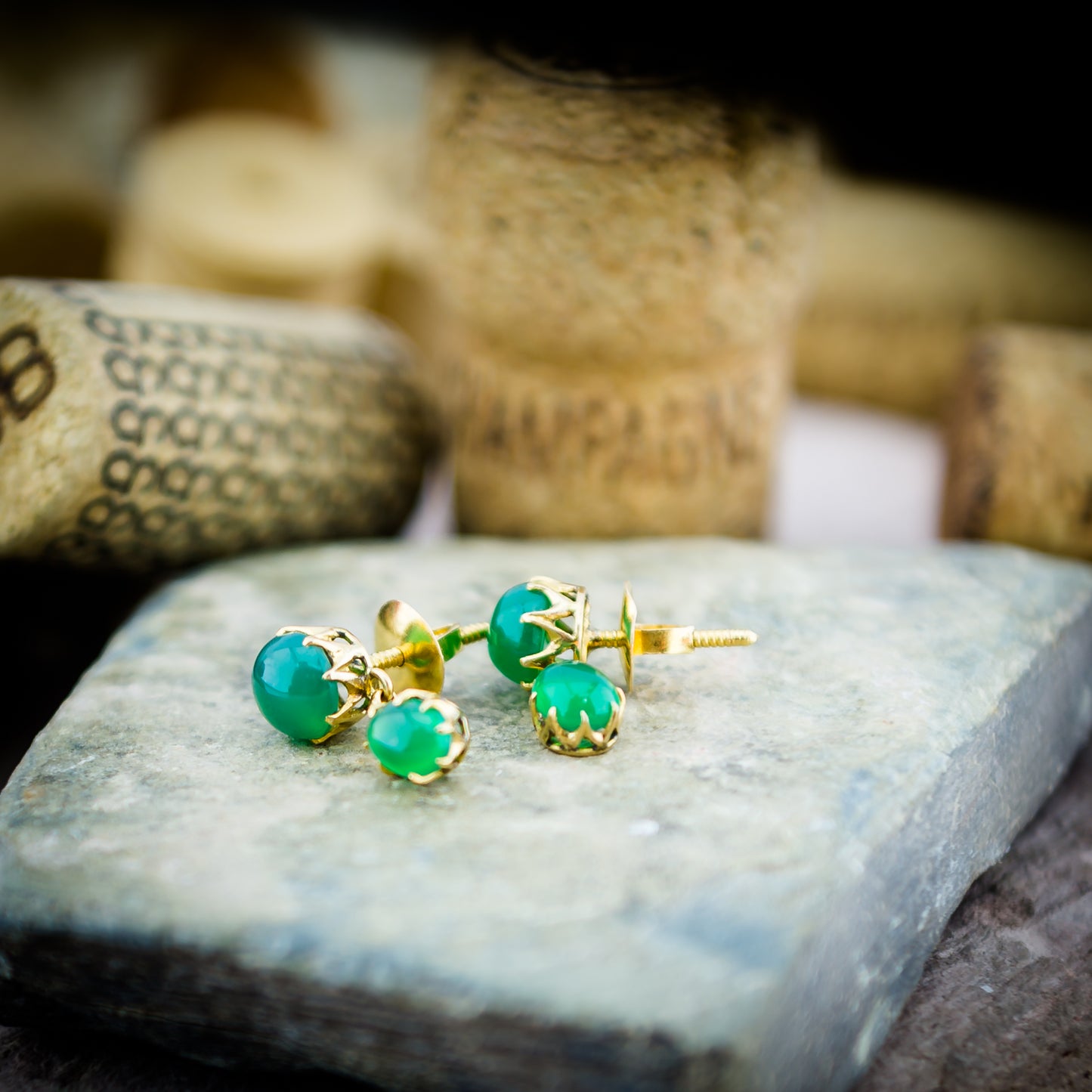 22ct Natural Green Agate Gem Set Necklace And Earring Set