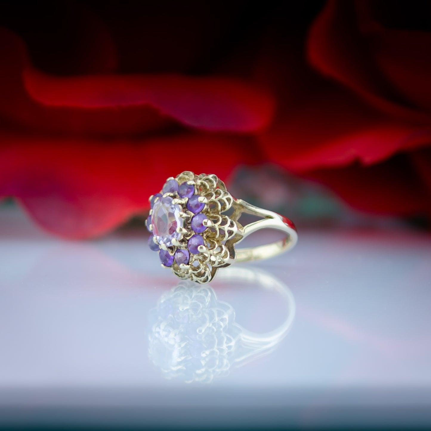 9ct Amethyst Filigree Ring TCW 2ct