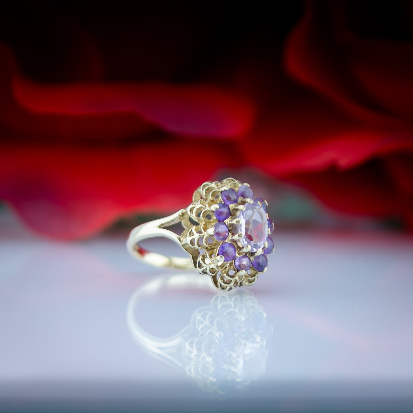 9ct Amethyst Filigree Ring TCW 2ct