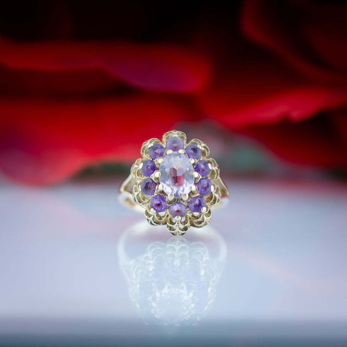 9ct Amethyst Filigree Ring TCW 2ct
