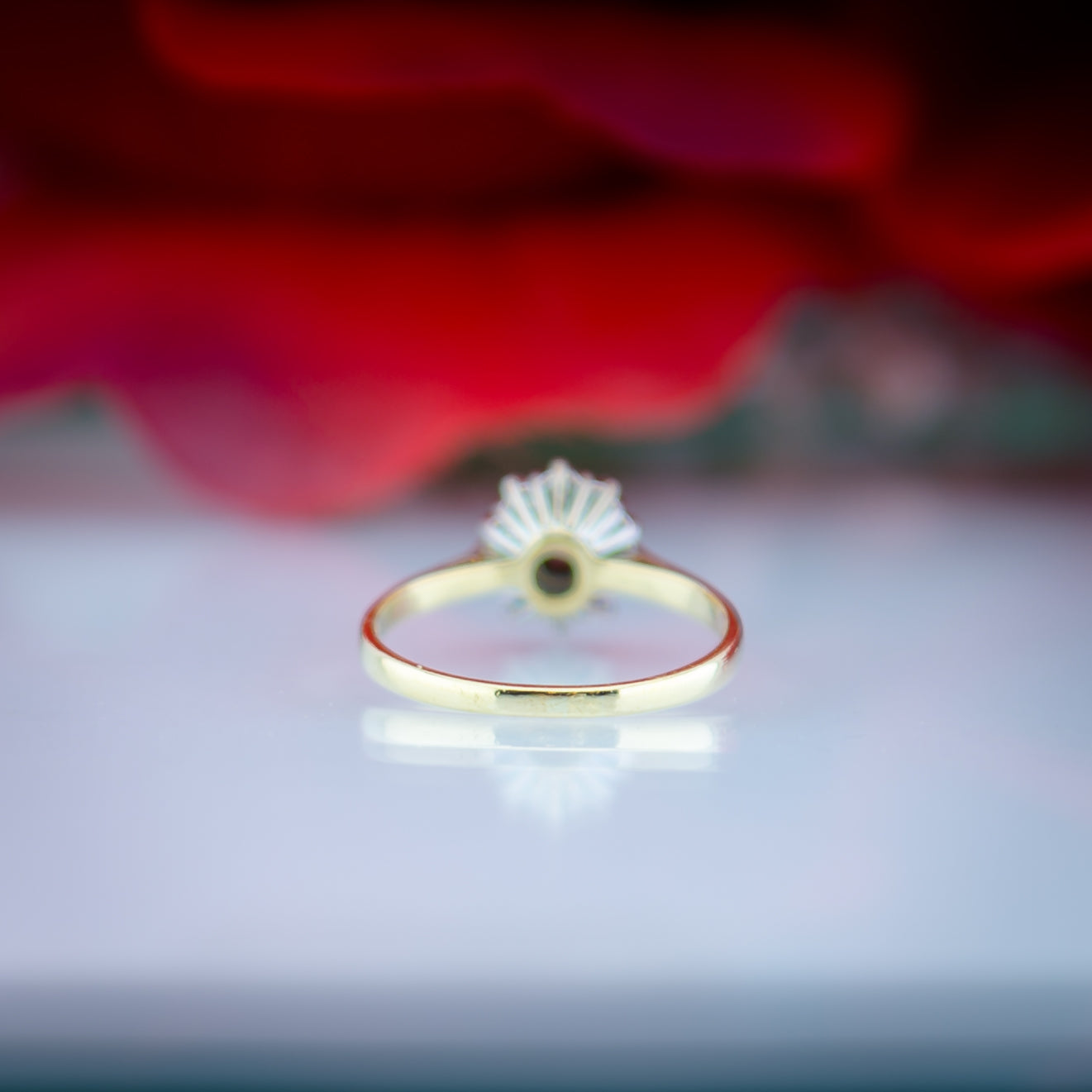 18ct Gold Ruby And Diamond Floral Oval Ring