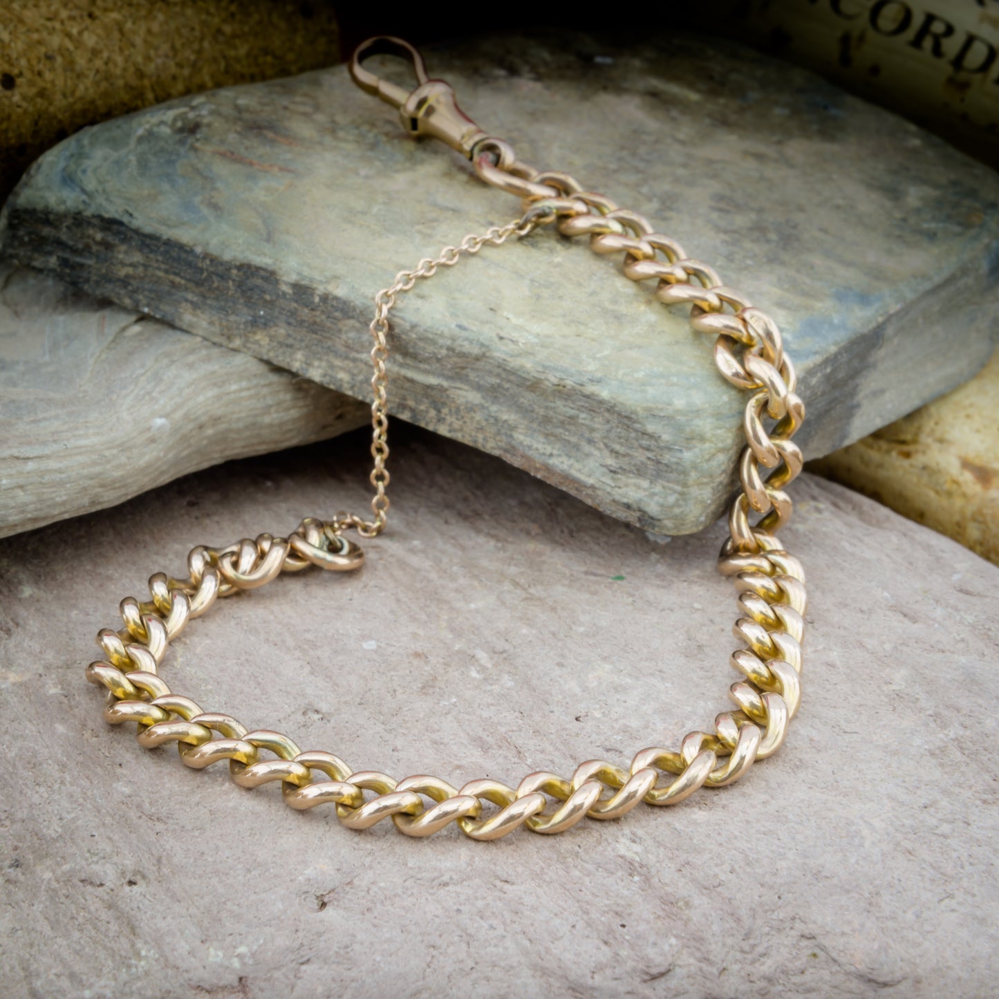 9ct Rose Gold Albert Chain Link Bracelet