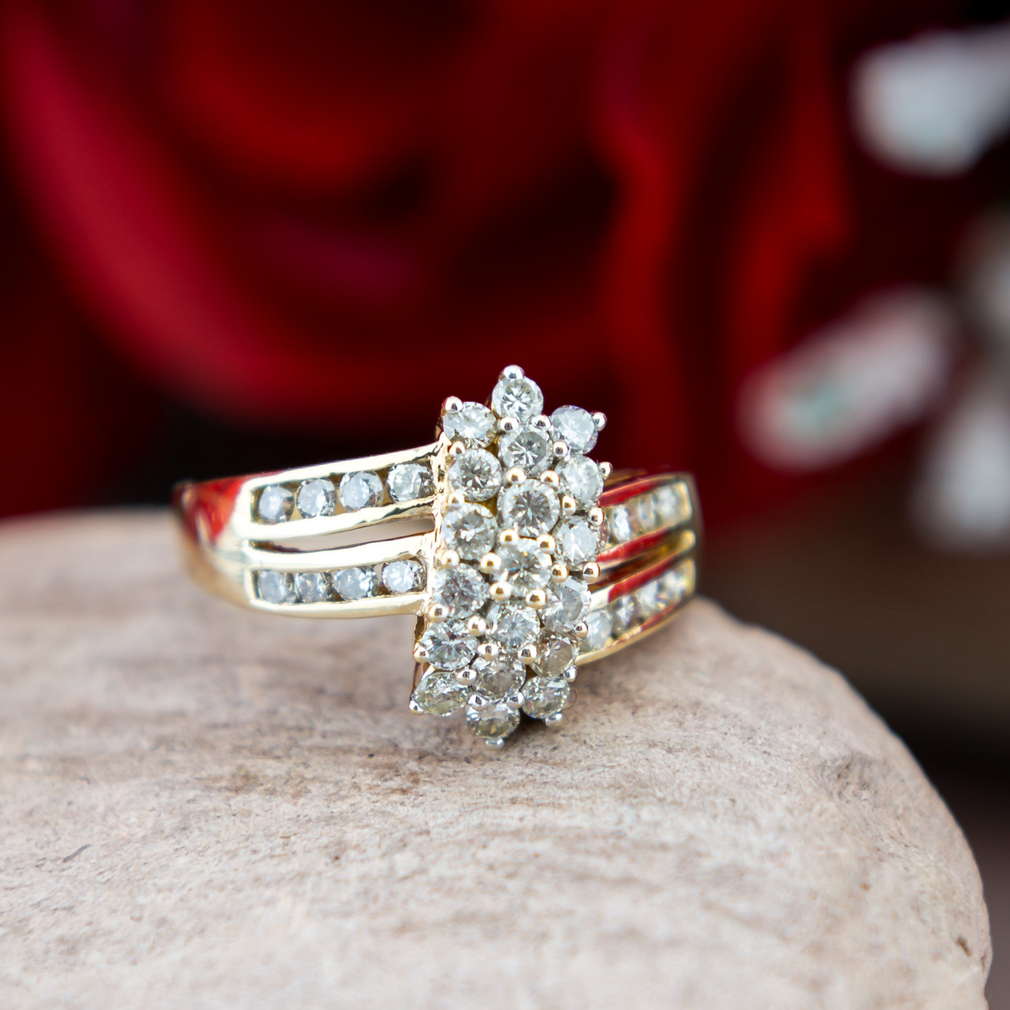 14ct Yellow Gold Diamond Cluster Ring