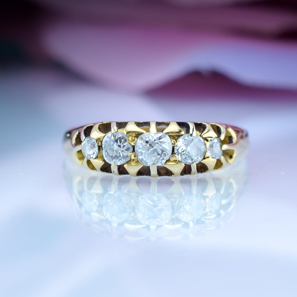 18ct Five Diamond Victorian Boat Ring