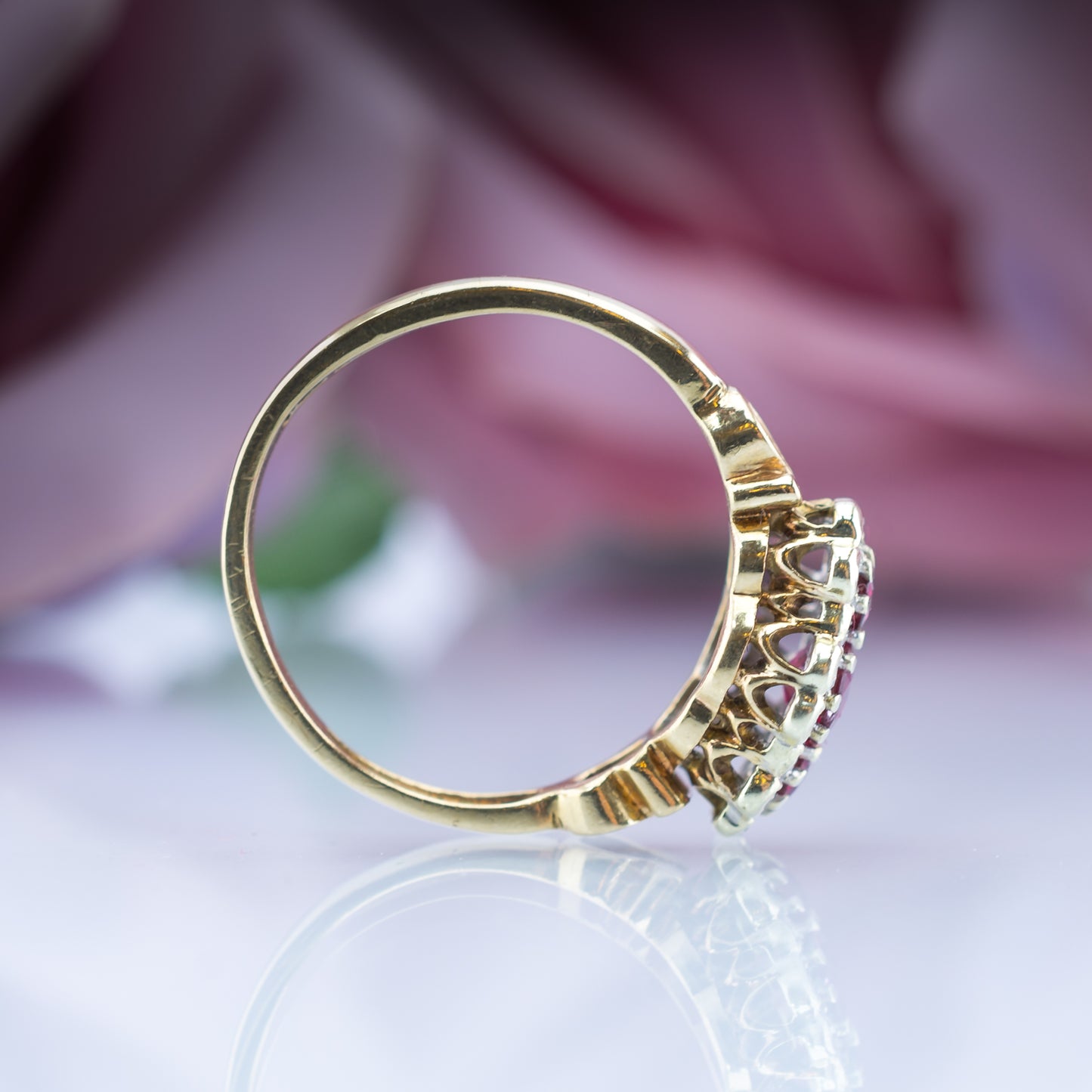 9ct Gold Ruby Diamond Trilogy Ring