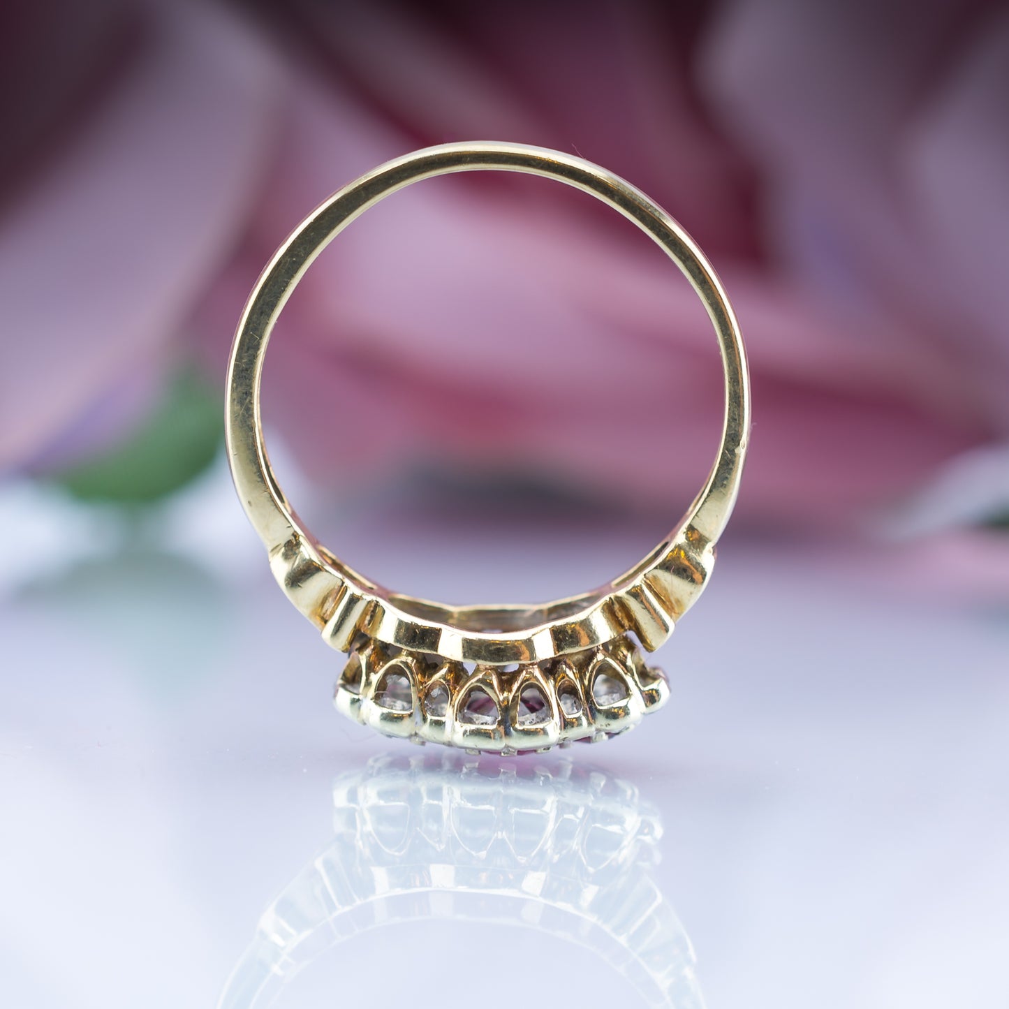9ct Gold Ruby Diamond Trilogy Ring