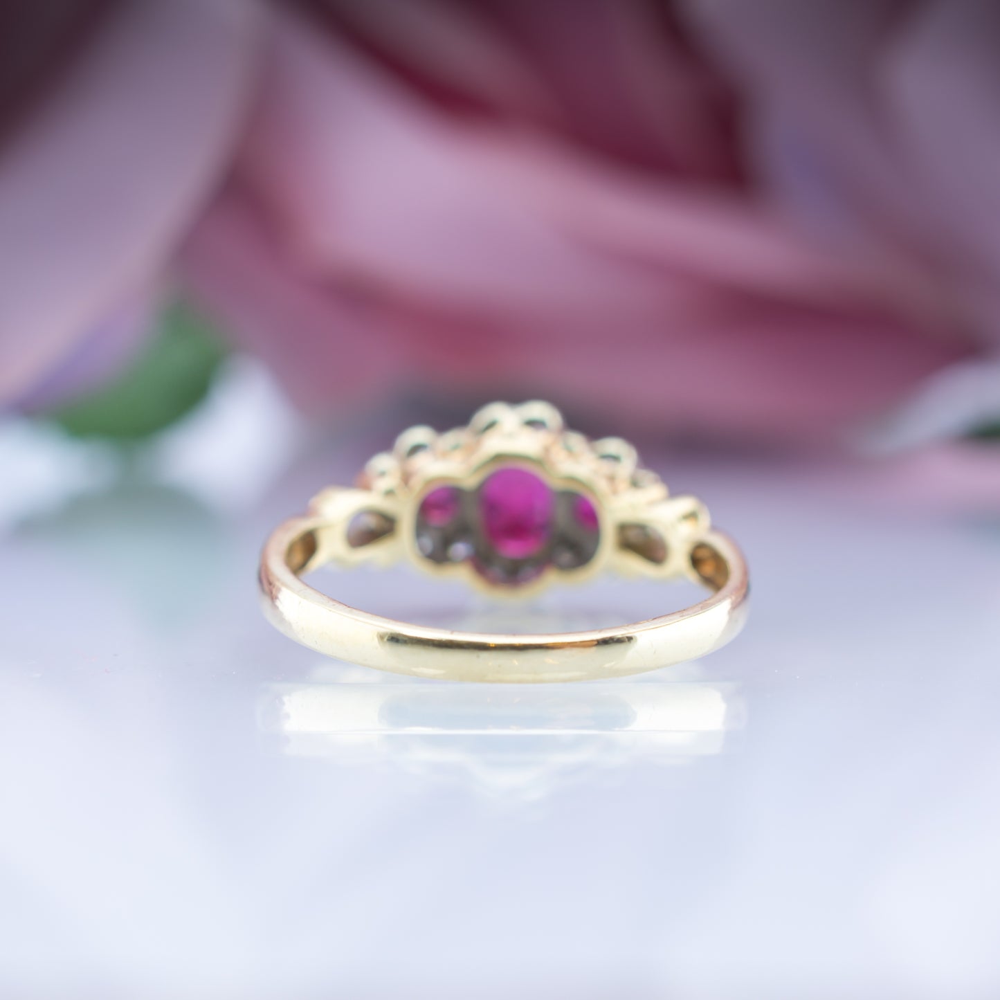 9ct Gold Ruby Diamond Trilogy Ring
