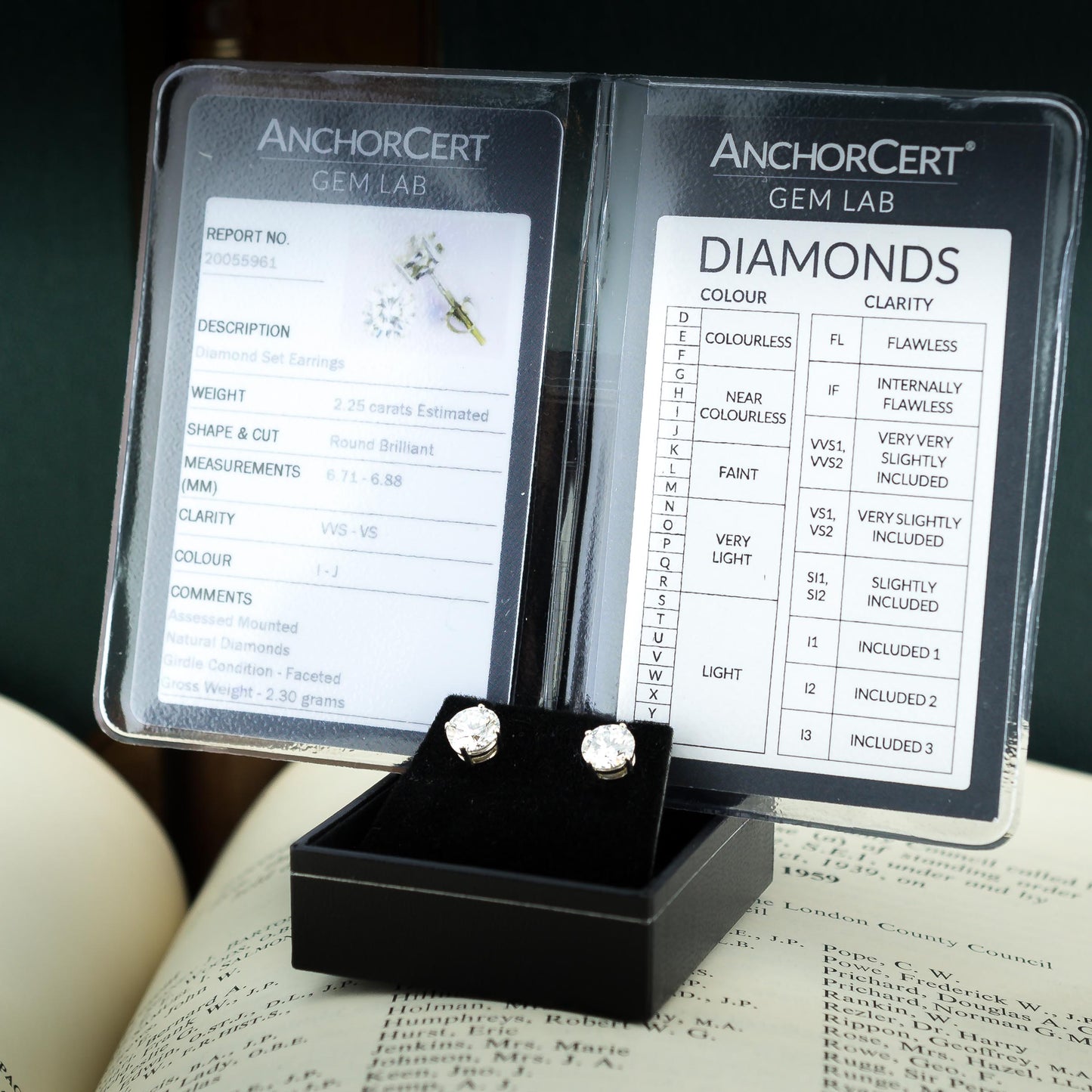 Diamond Stud Earrings - VVS-VS / I-J - 2.25 TCW - 2.3 Grams