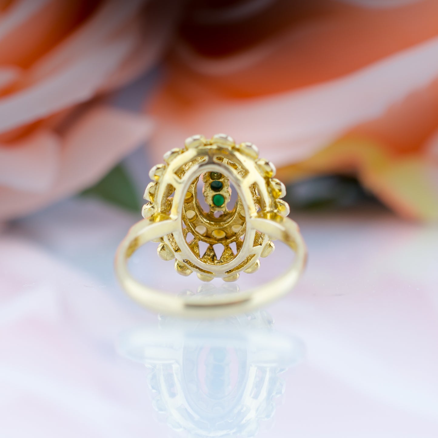 9ct Pearl Seed & Turqouise Ring