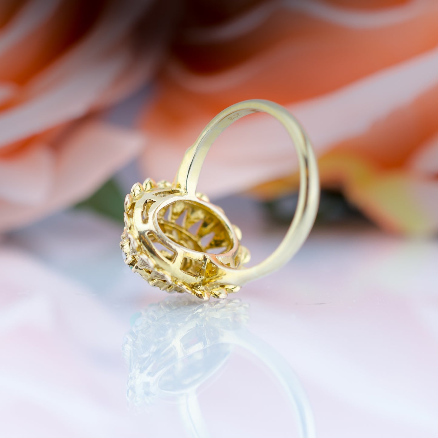 9ct Pearl Seed & Turqouise Ring