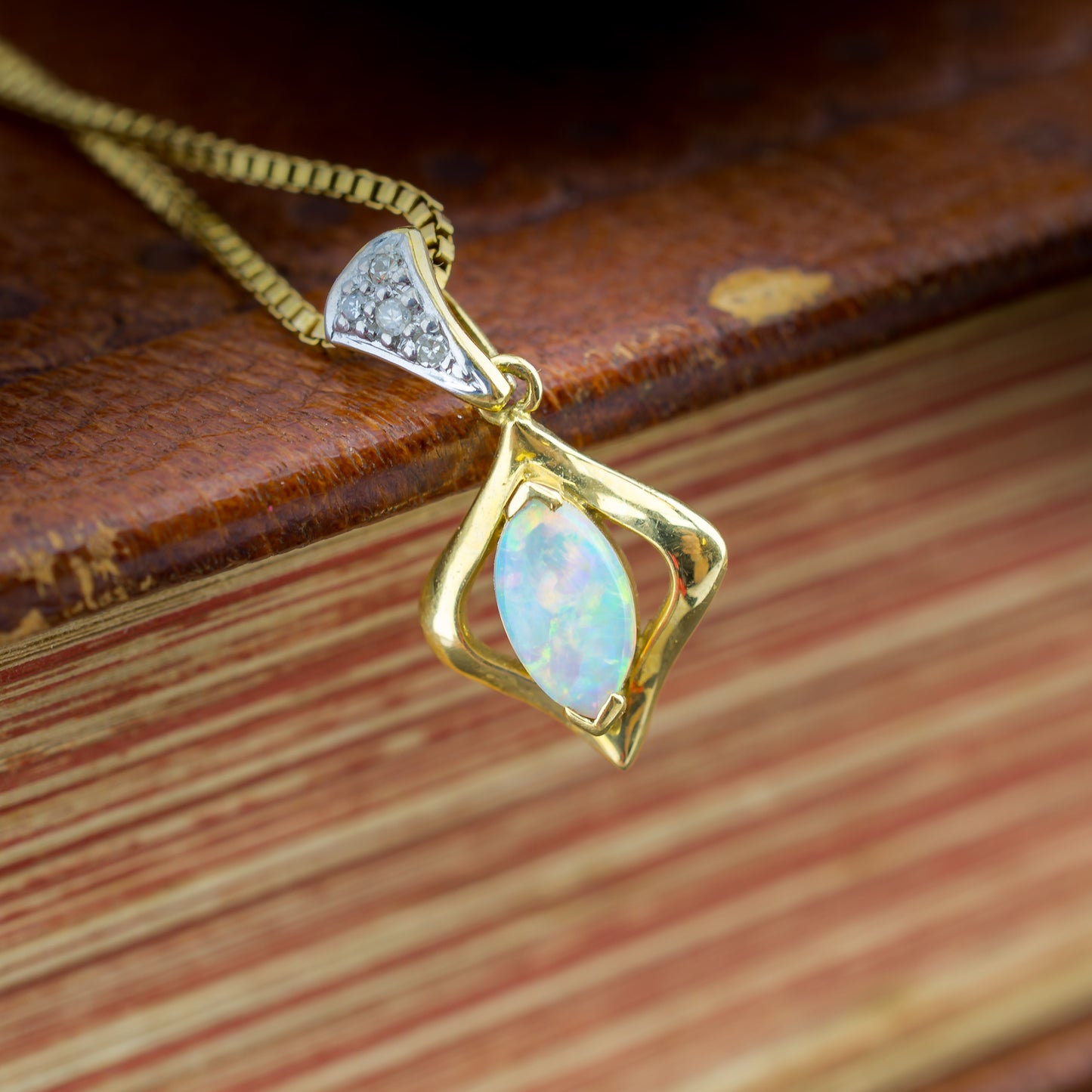 18ct Opal and Diamond Pendant