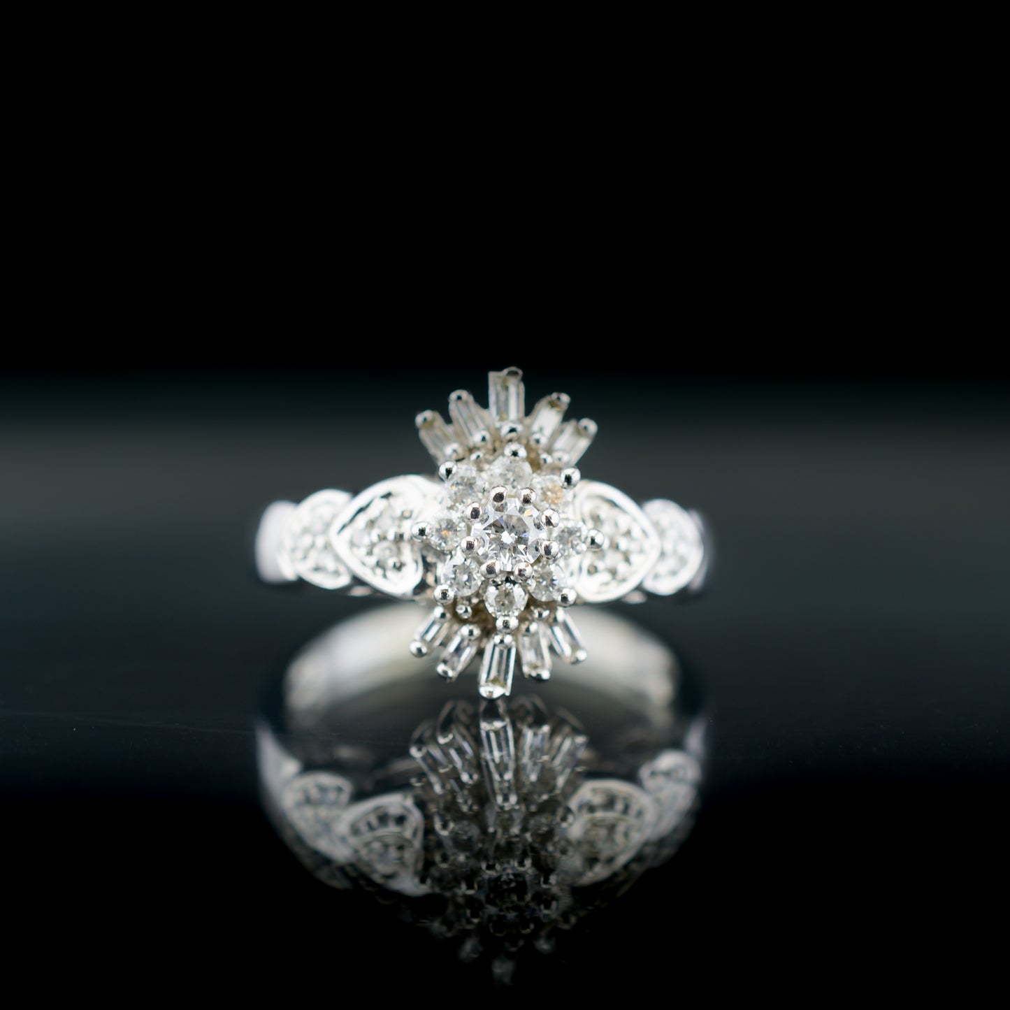 9ct White Gold Diamond Cluster Ring