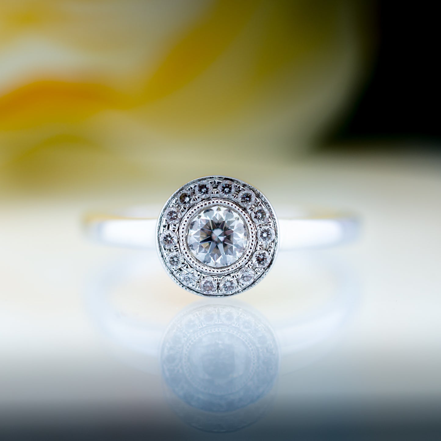 18ct White Gold Diamond Halo Ring