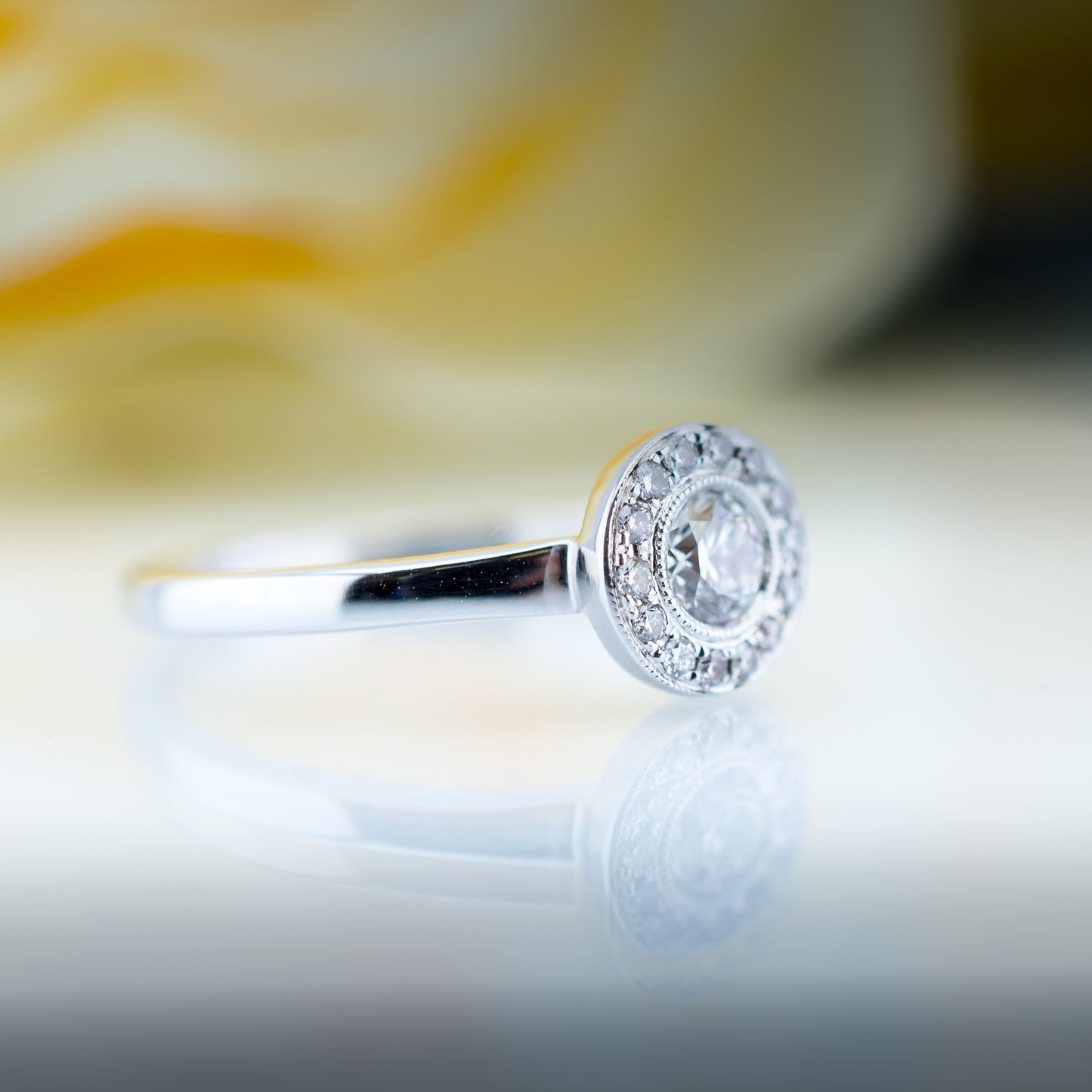 18ct White Gold Diamond Halo Ring