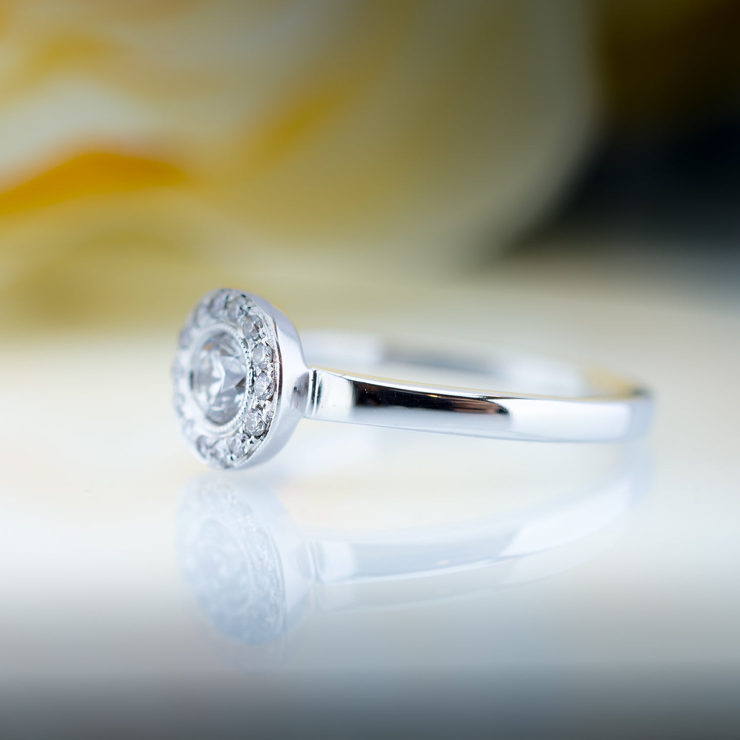 18ct White Gold Diamond Halo Ring