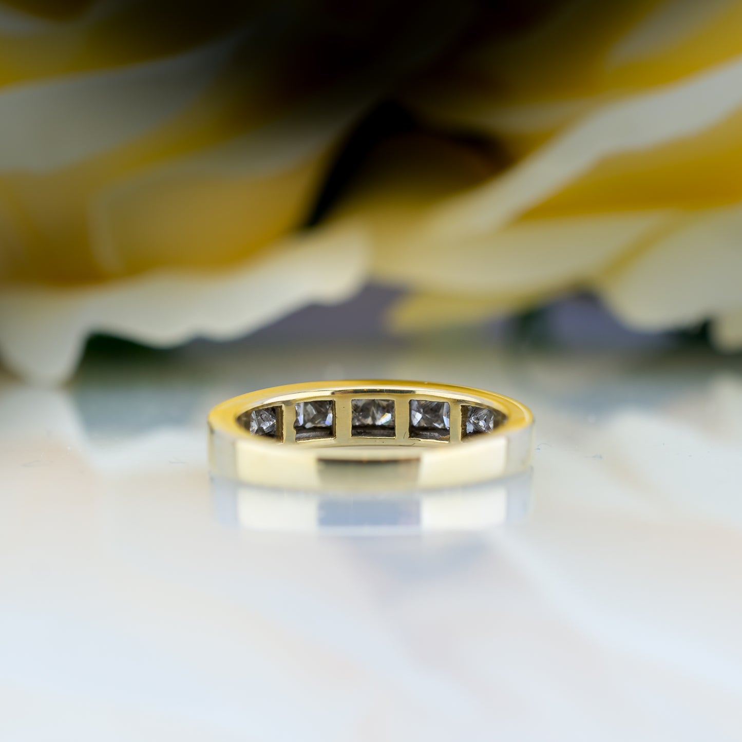 14ct Yellow Gold Princess Cut Diamond Half Eternity Ring