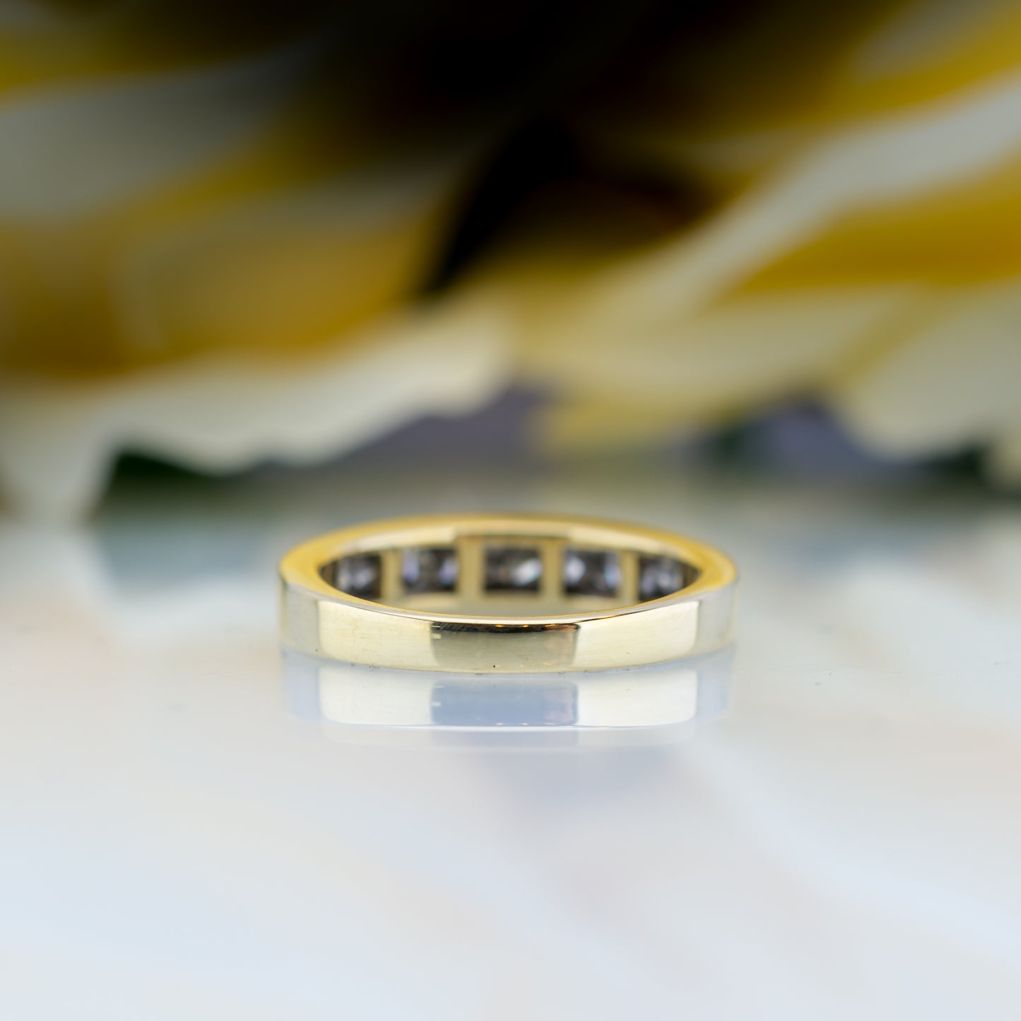 14ct Yellow Gold Princess Cut Diamond Half Eternity Ring