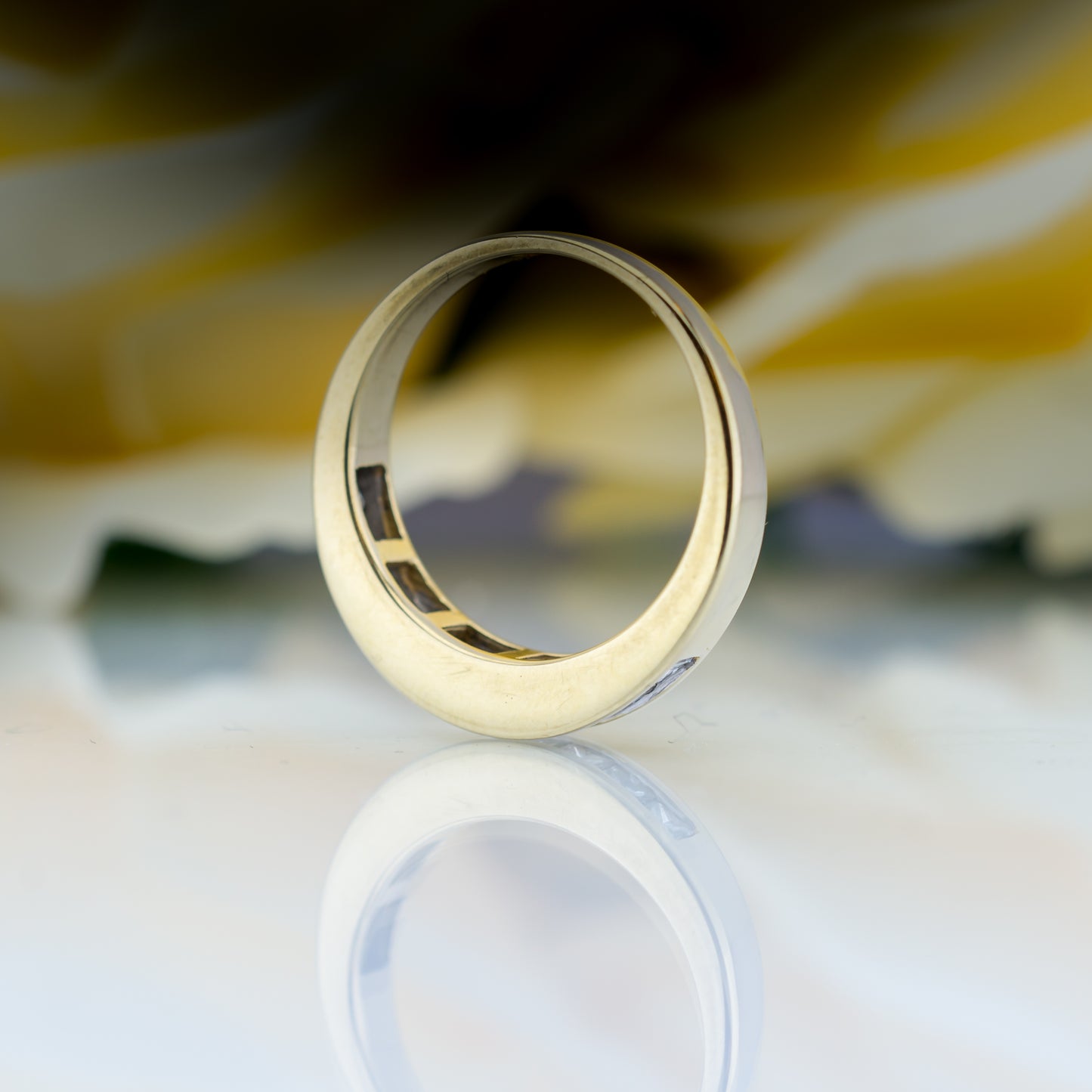 14ct Yellow Gold Princess Cut Diamond Half Eternity Ring
