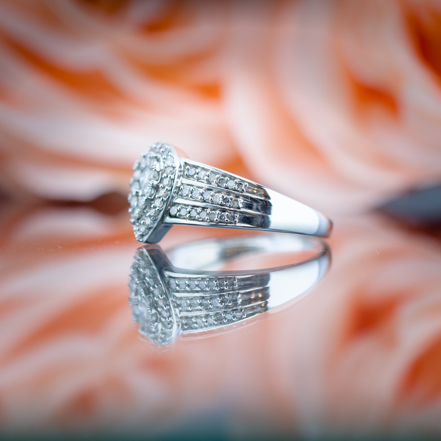 9ct White Gold Teardrop Diamond Cluster Ring