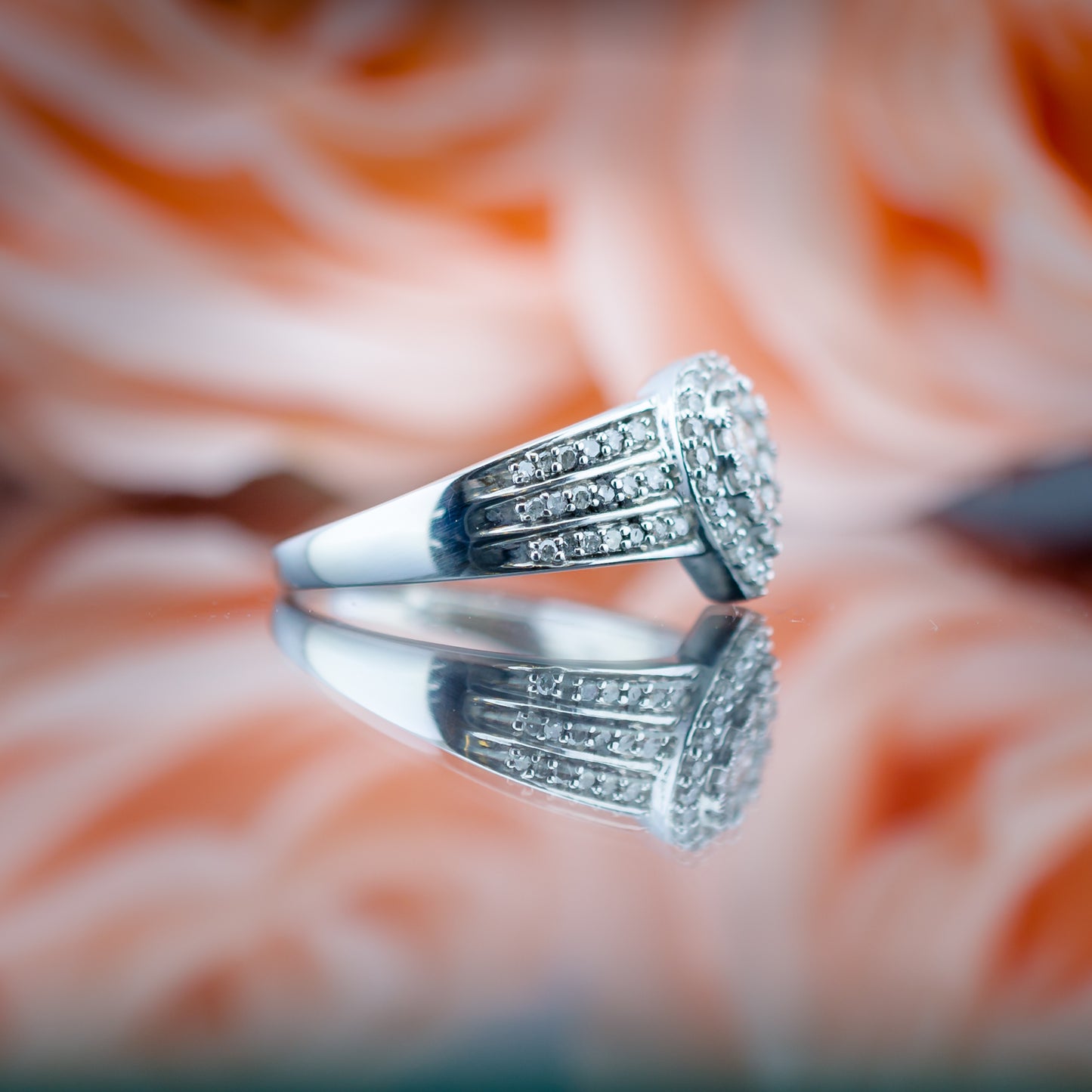 9ct White Gold Teardrop Diamond Cluster Ring