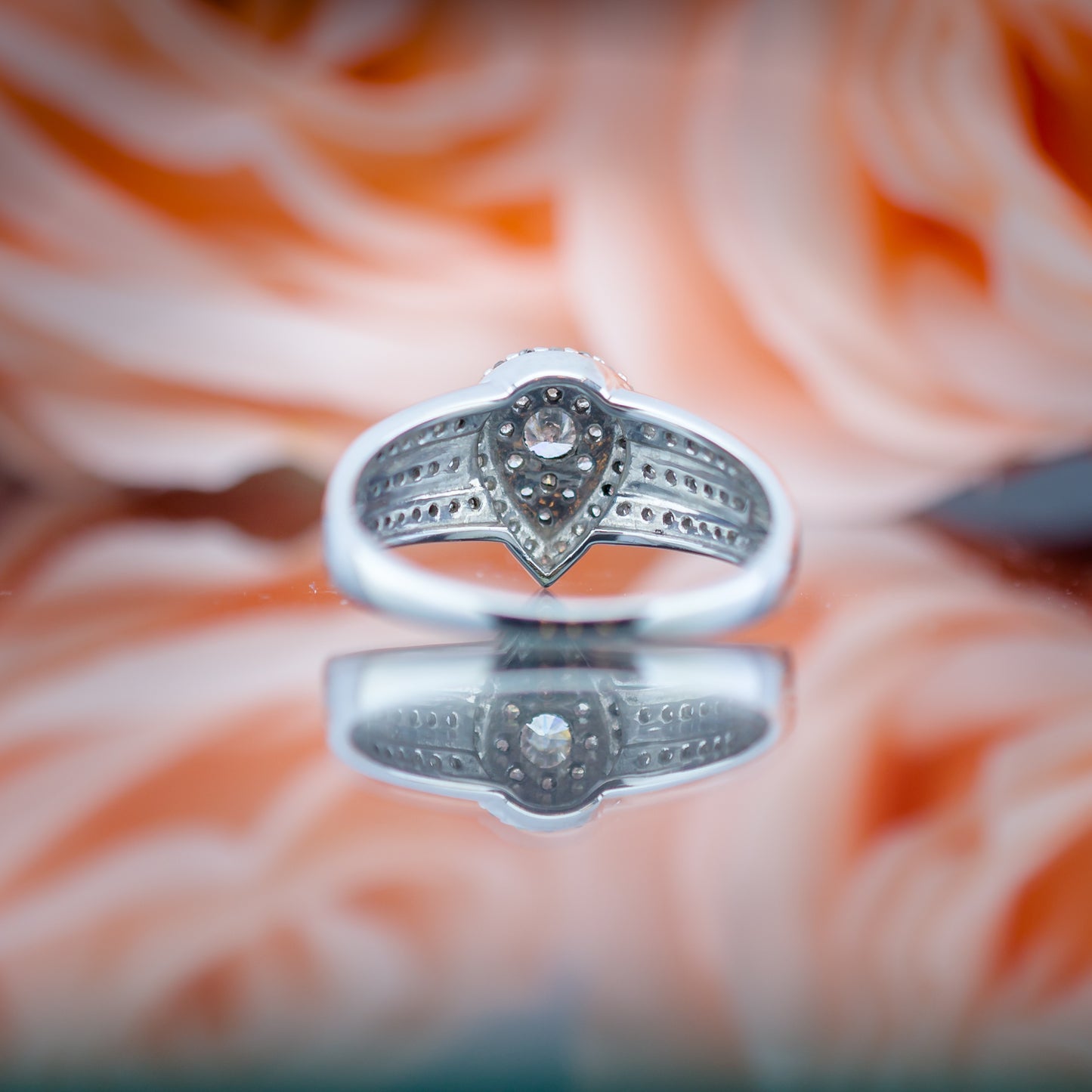 9ct White Gold Teardrop Diamond Cluster Ring