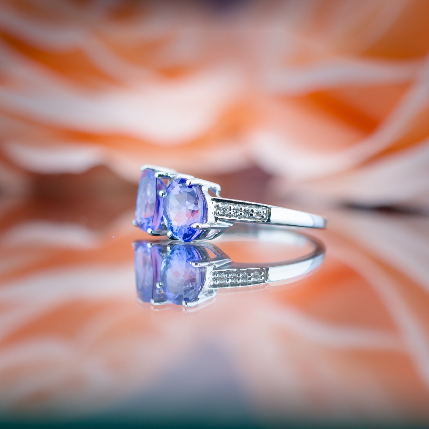14ct White Gold Tanzanite & Diamond Ring