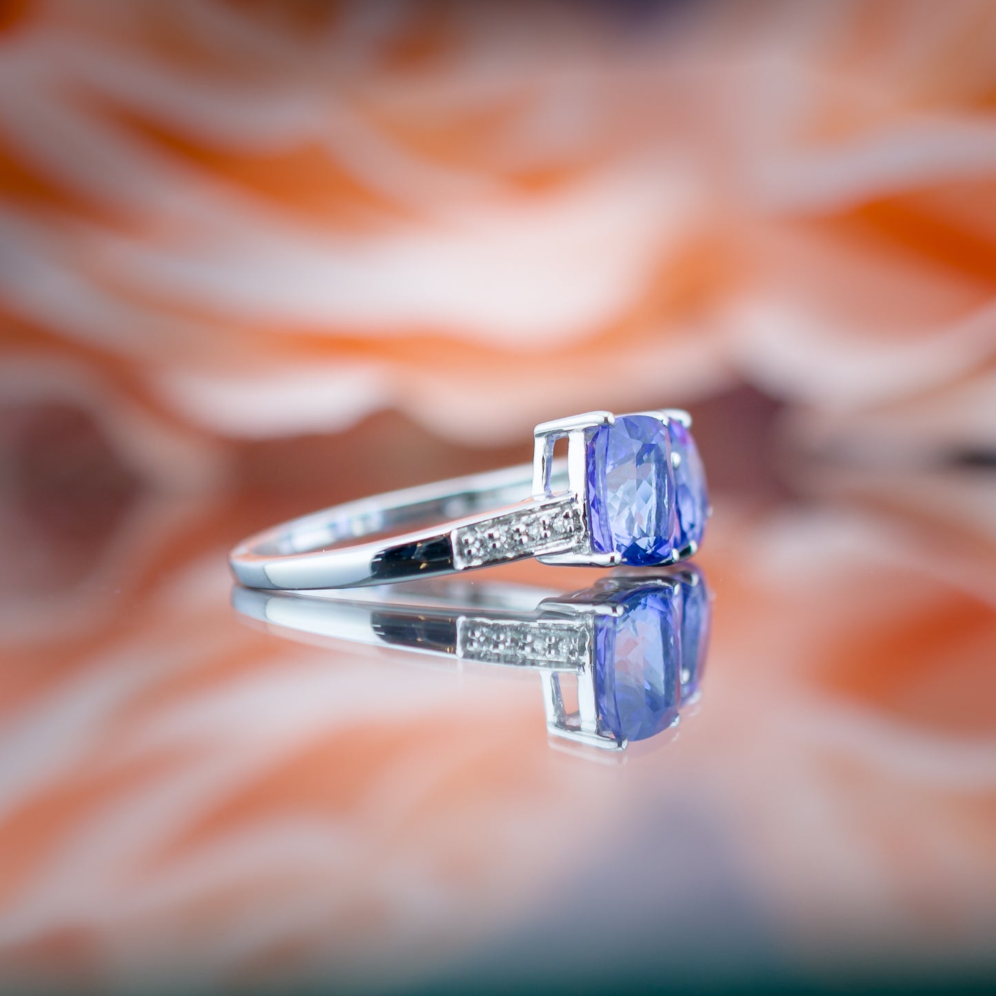 14ct White Gold Tanzanite & Diamond Ring